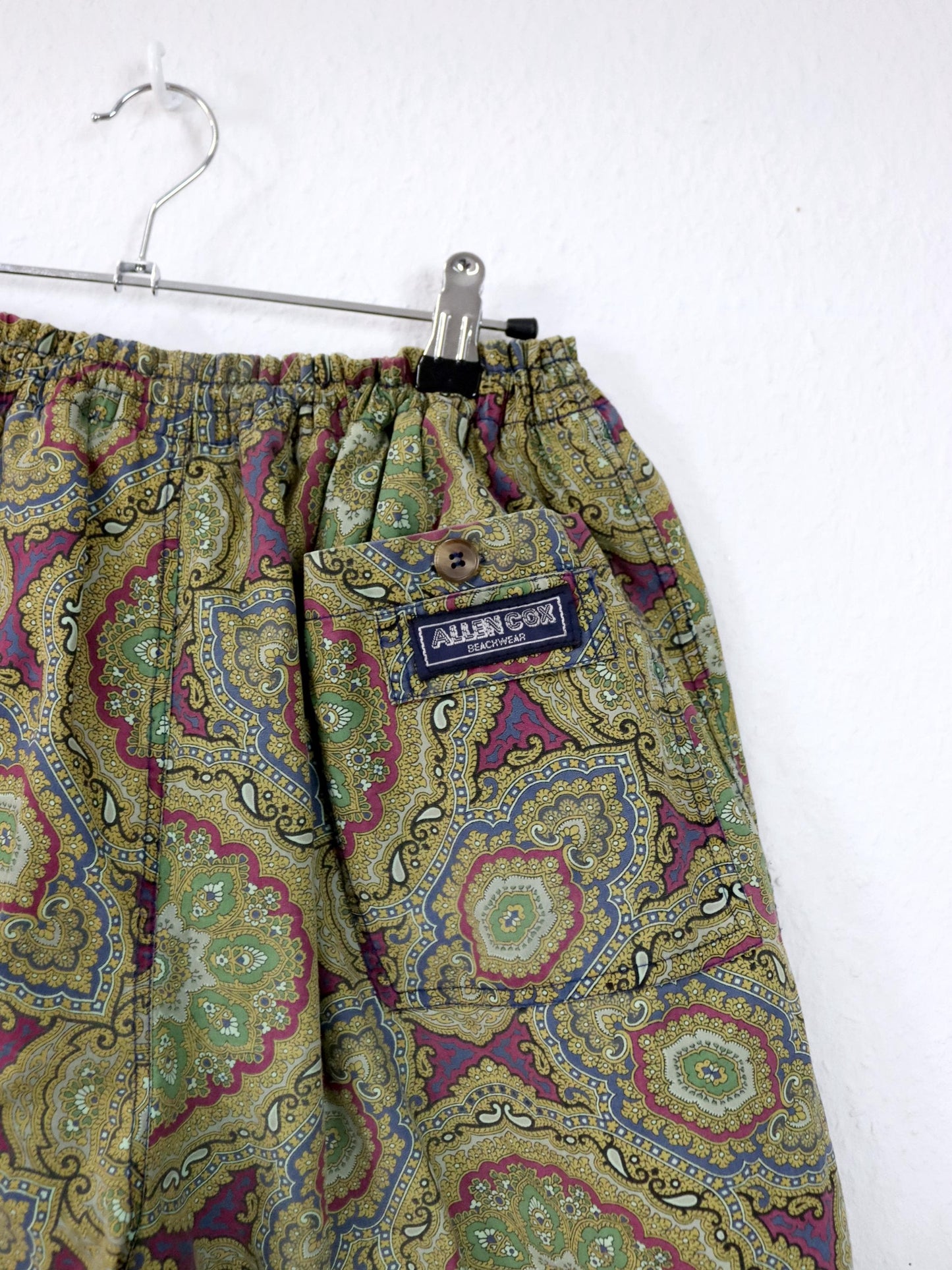 Vintage 80s 90s ALLEN COX swim shorts crazy pattern paisley shorts XL