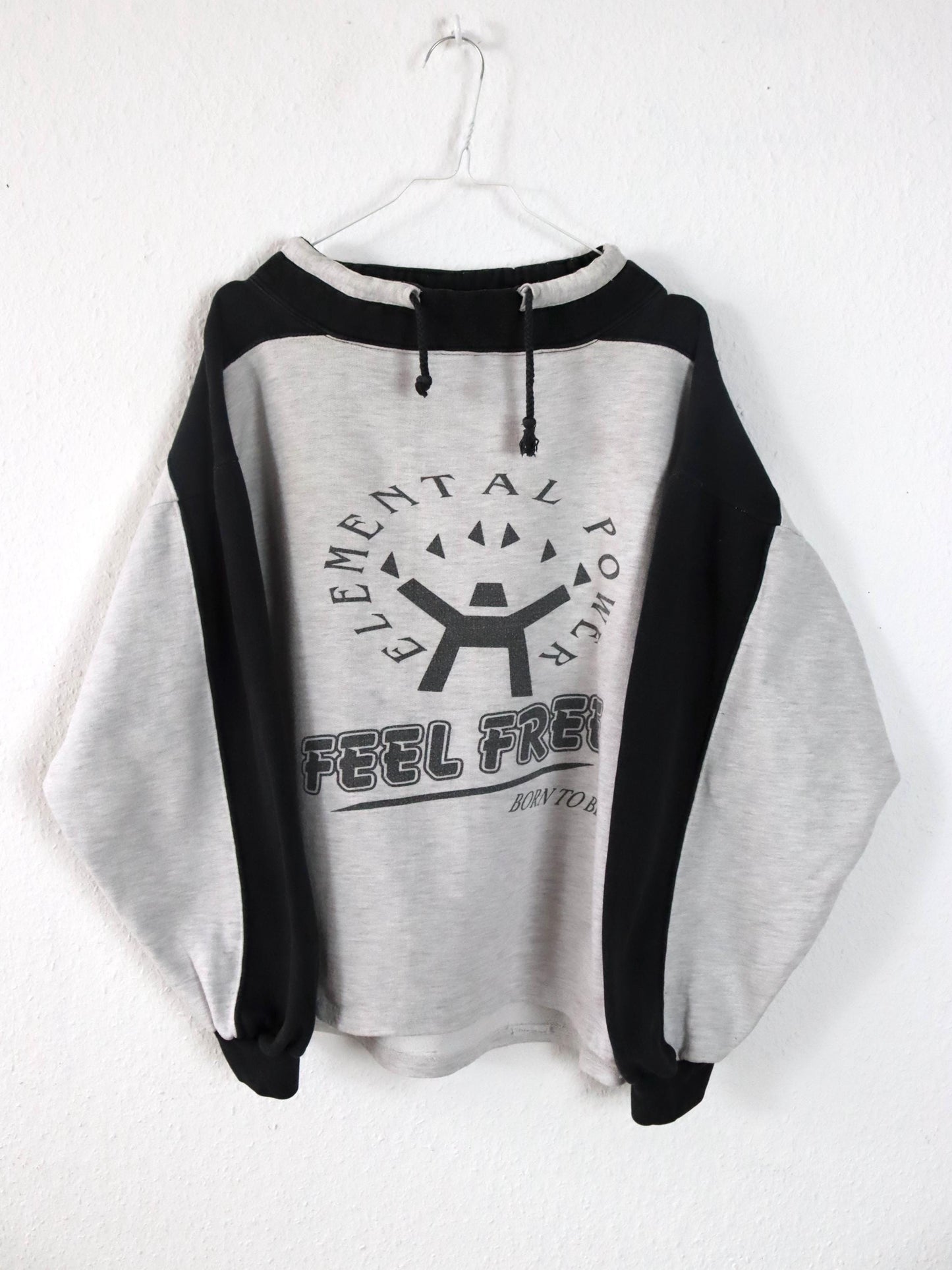 Vintage 80s 90s FEEL FREE sweatshirt pullover gray black print M