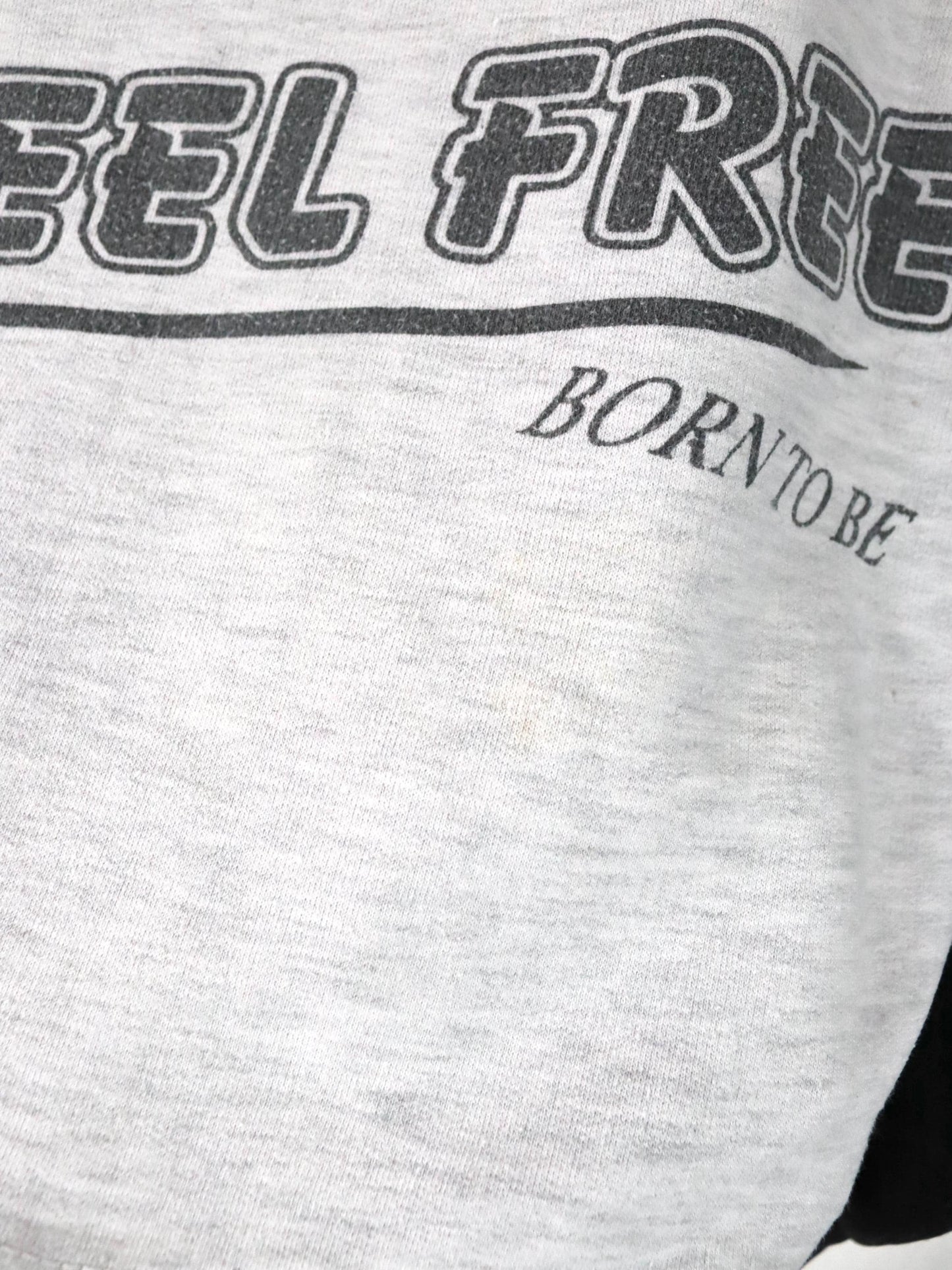Vintage 80s 90s FEEL FREE sweatshirt pullover gray black print M