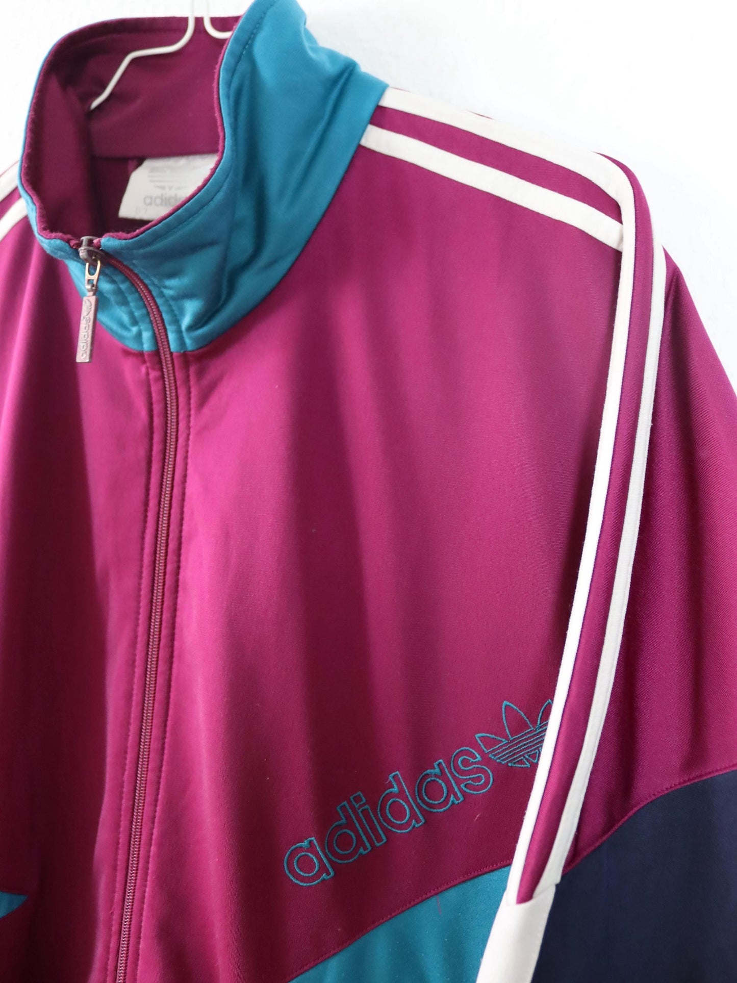 Vintage 80s 90s ADIDAS tracksuit jacket stand-up collar blue purple 186 L/XL