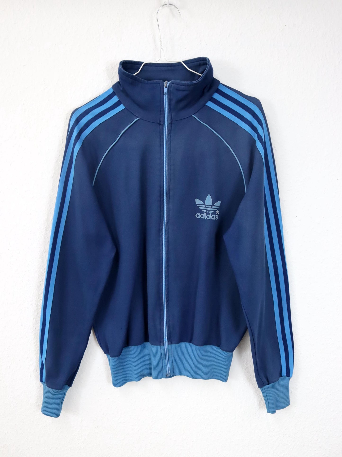 Vintage 80s 90s ADIDAS tracksuit jacket stand-up collar blue Citroen S