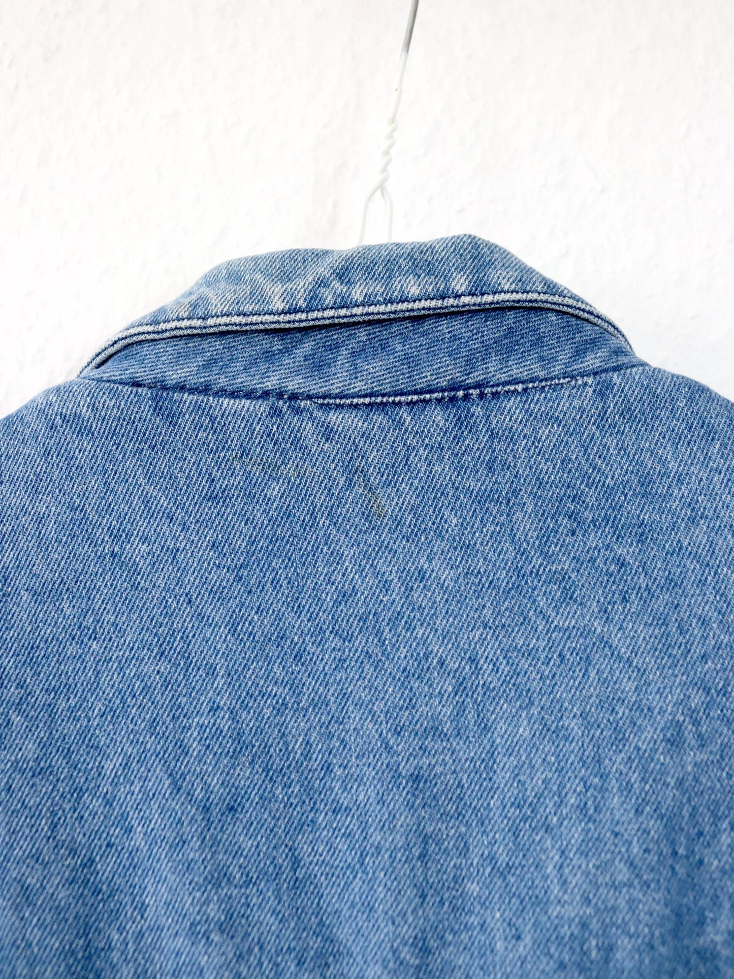 Vintage 80er 90er CARRERA Jeansblazer Blazer Denim Schulterpolster hellblau L