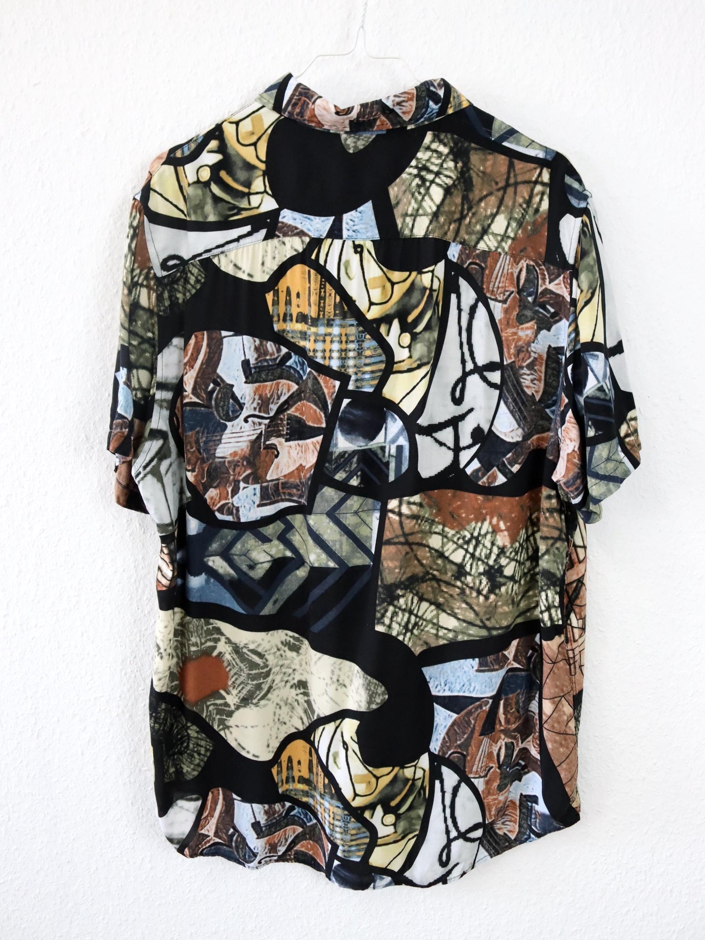 Vintage 80s 90s shirt short sleeve crazy pattern XXL