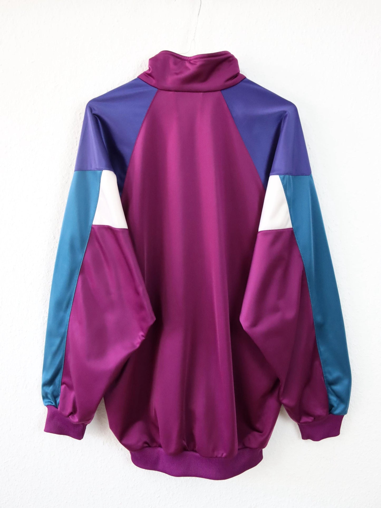 Vintage 80s 90s ADIDAS tracksuit jacket stand-up collar pink purple petrol D7 L