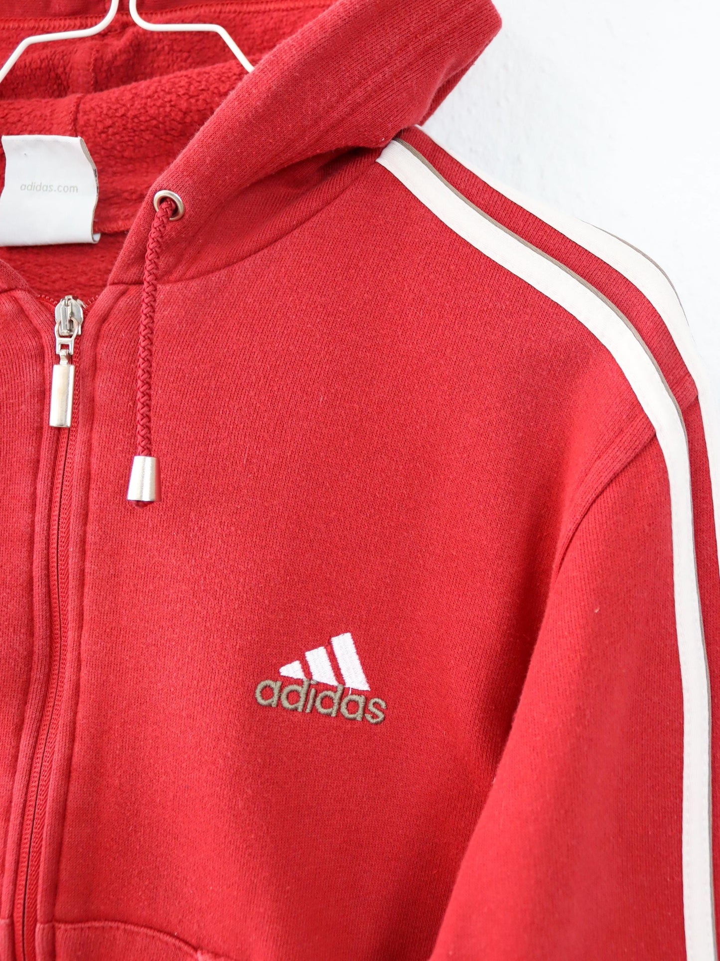 Vintage 90s 00s Y2k ADIDAS sweat jacket hood crop red S