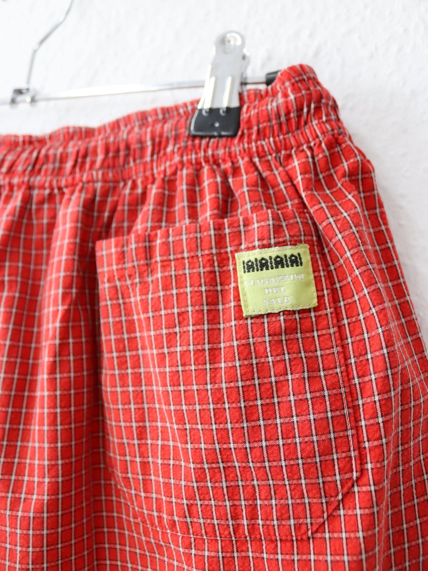 Vintage 80s 90s IAIAIAIA shorts swim shorts checked white red L