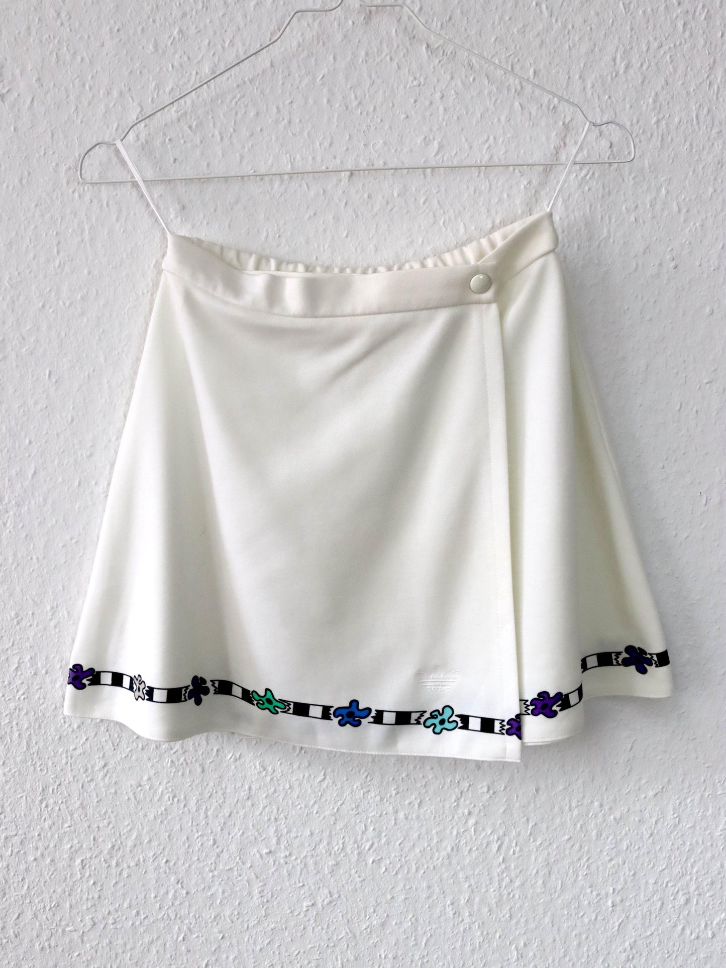 Vintage 80s 90s ADIDAS wrap skirt tennis skirt white print 36