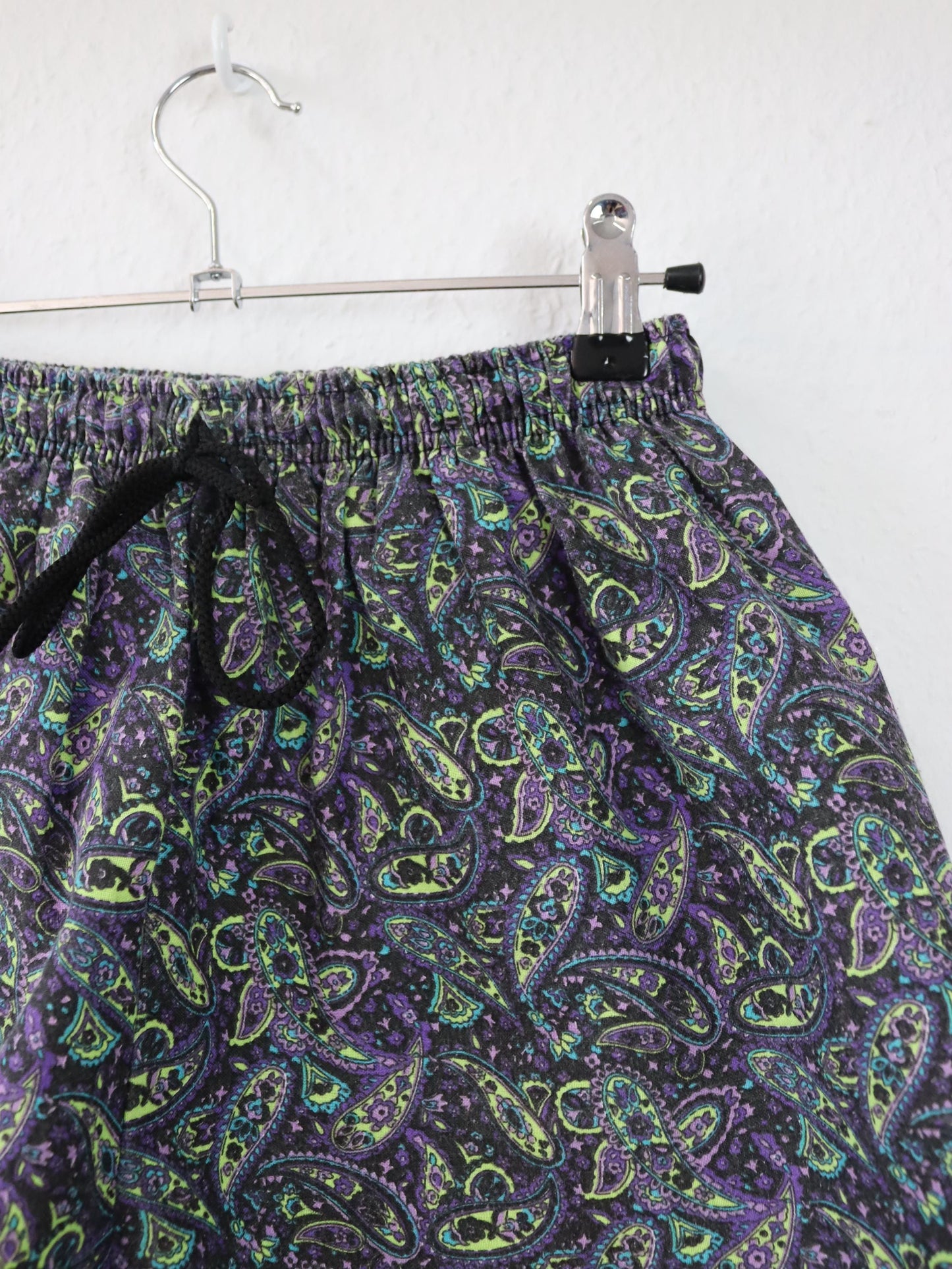 Vintage 80s 90s swim shorts paisley pattern purple shorts SM 48