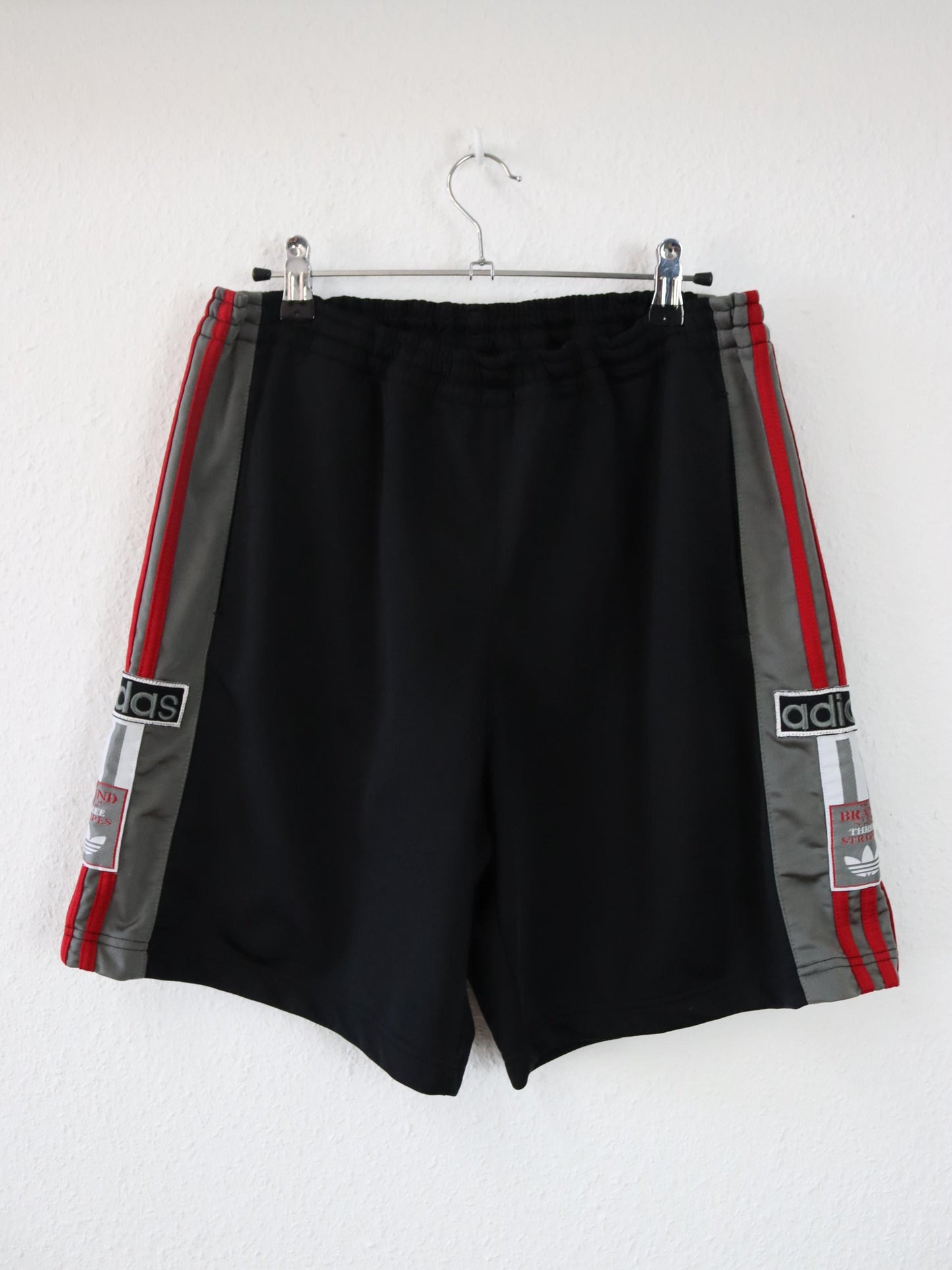 Vintage 70er 80er ADIDAS Adibreak kurze Hose Shorts schwarz rot grau D6 M