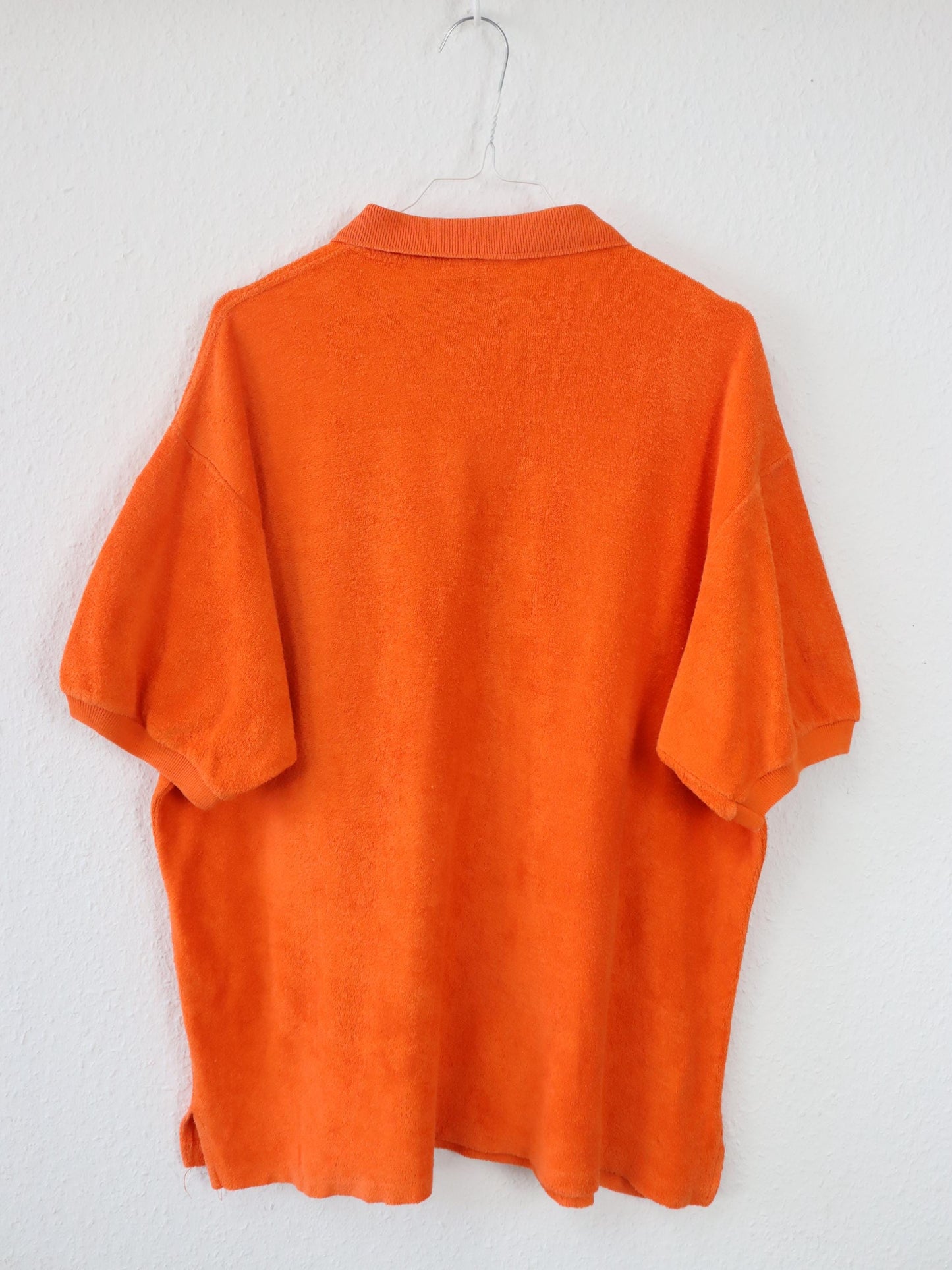 Vintage 80s 90s BIG SMITH polo shirt T-shirt terry cloth orange embroidery L
