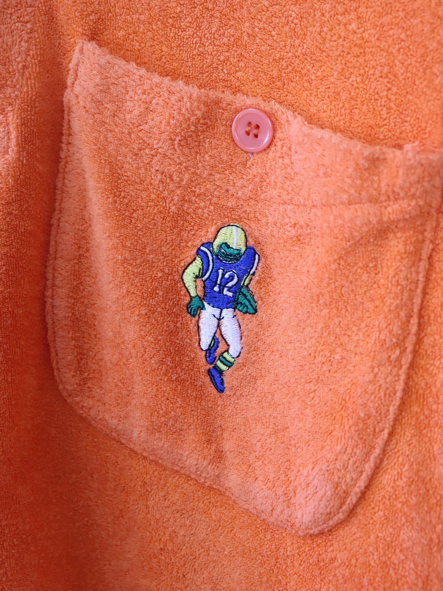 Vintage 80s 90s BIG SMITH polo shirt T-shirt terry cloth orange embroidery L