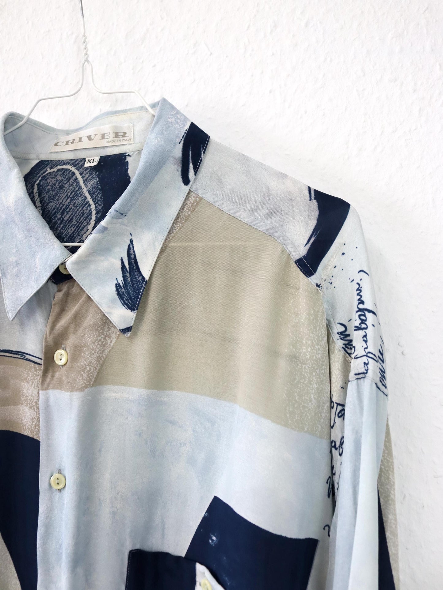 Vintage 80er 90er CRIVER Hemd langarm crazy pattern Viskose XL