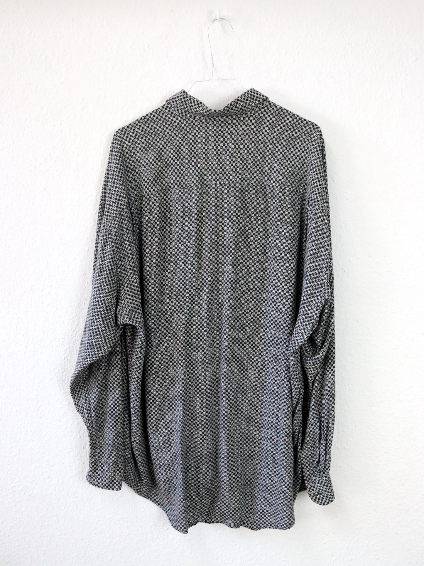 Vintage 80er 90er CANDA Hemd langarm schwarz weiß crazy pattern XL