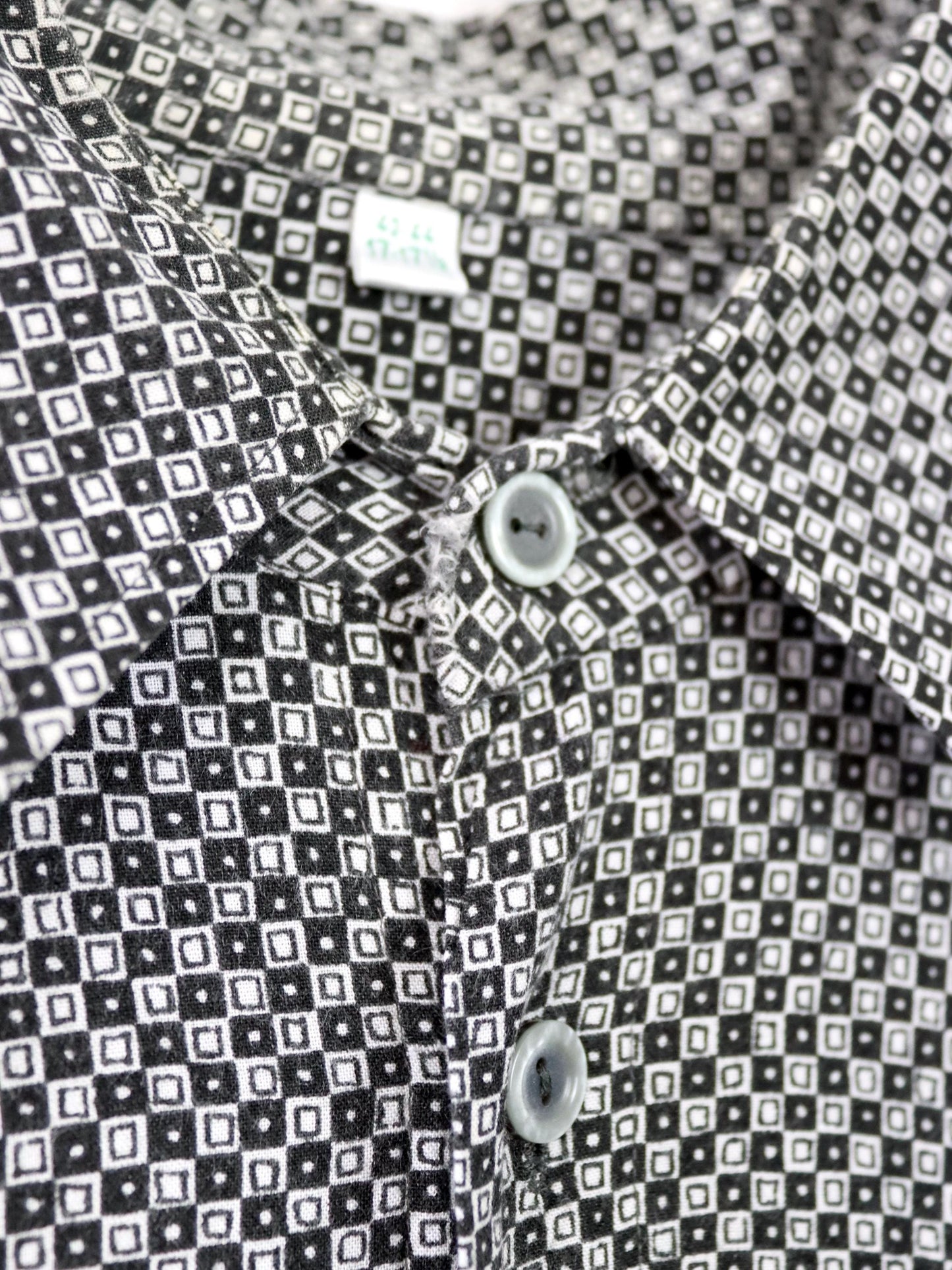 Vintage 80er 90er CANDA Hemd langarm schwarz weiß crazy pattern XL
