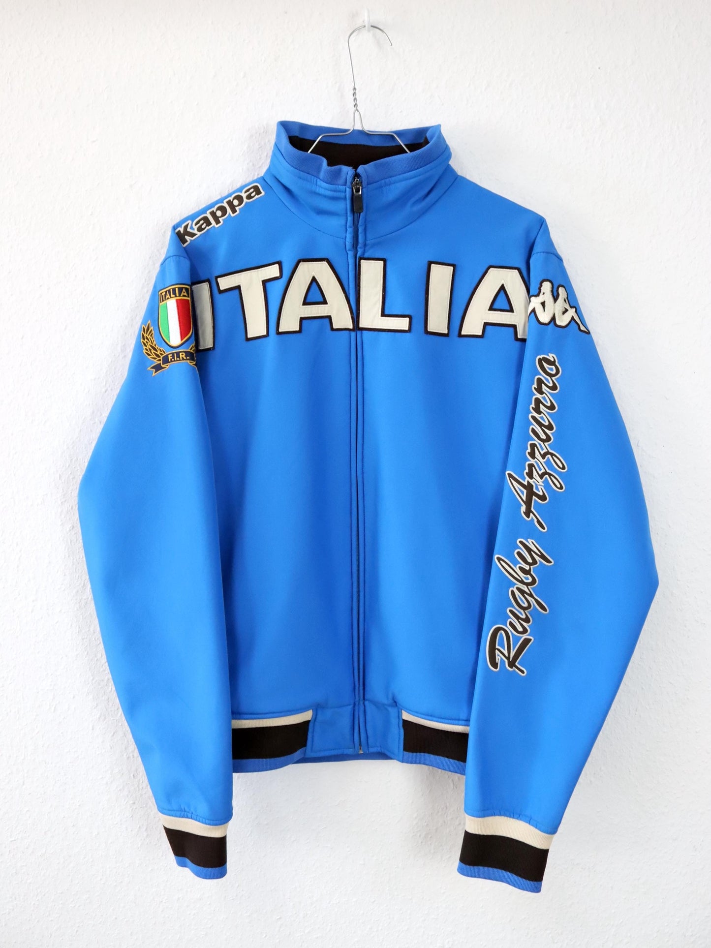 Vintage 90s 00s Y2k KAPPA softshell jacket stand-up collar patches Italy blue M