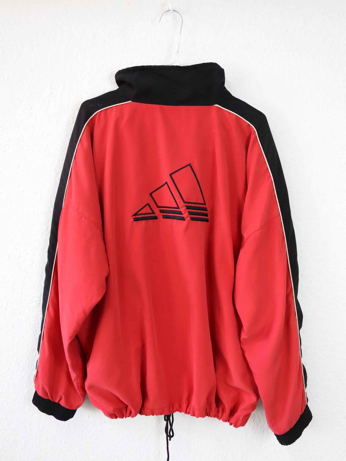 Vintage 80s 90s ADIDAS tracksuit jacket stand-up collar red black 38