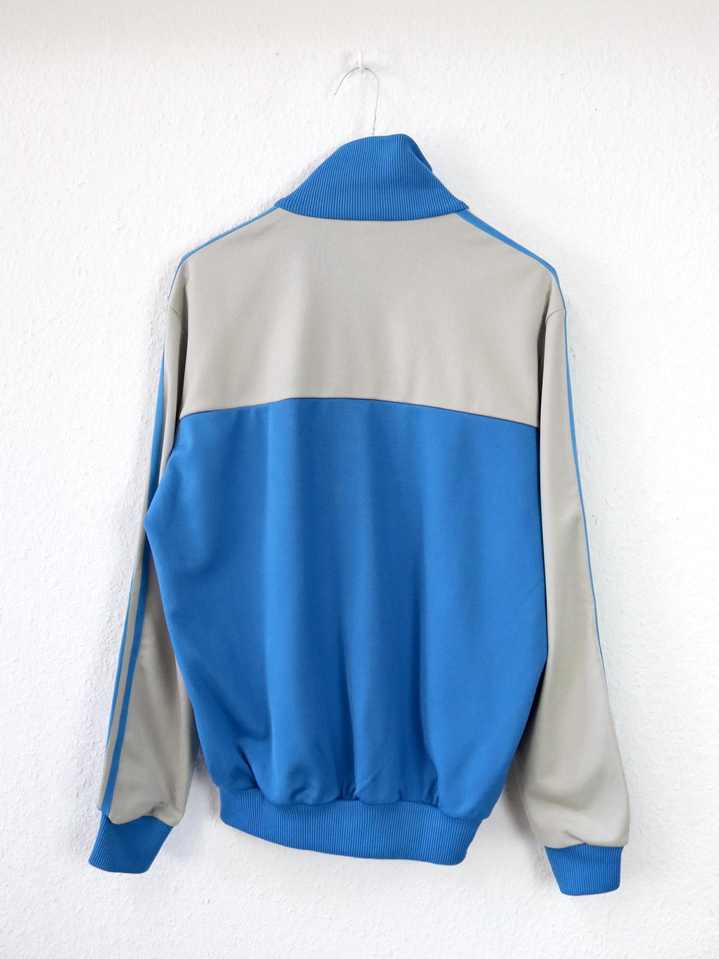 Vintage 80s 90s ADIDAS tracksuit jacket stand-up collar blue grey S