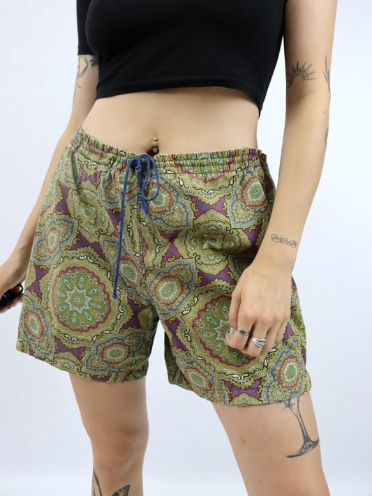 Vintage 80er 90er ALLEN COX Badeshorts crazy pattern Paisley kurze Hose XL