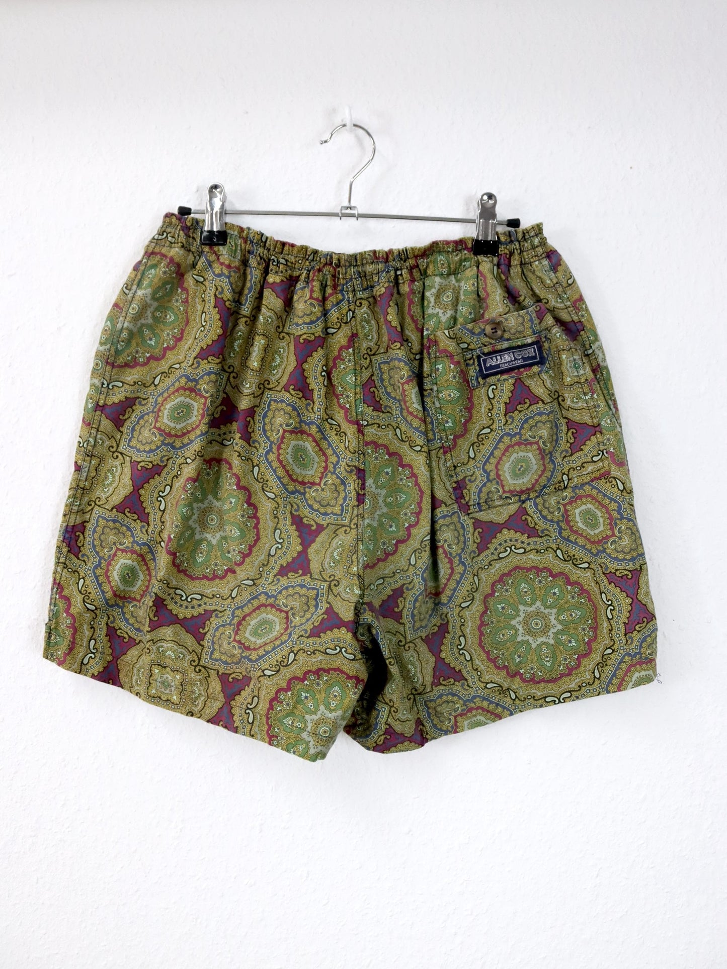 Vintage 80s 90s ALLEN COX swim shorts crazy pattern paisley shorts XL