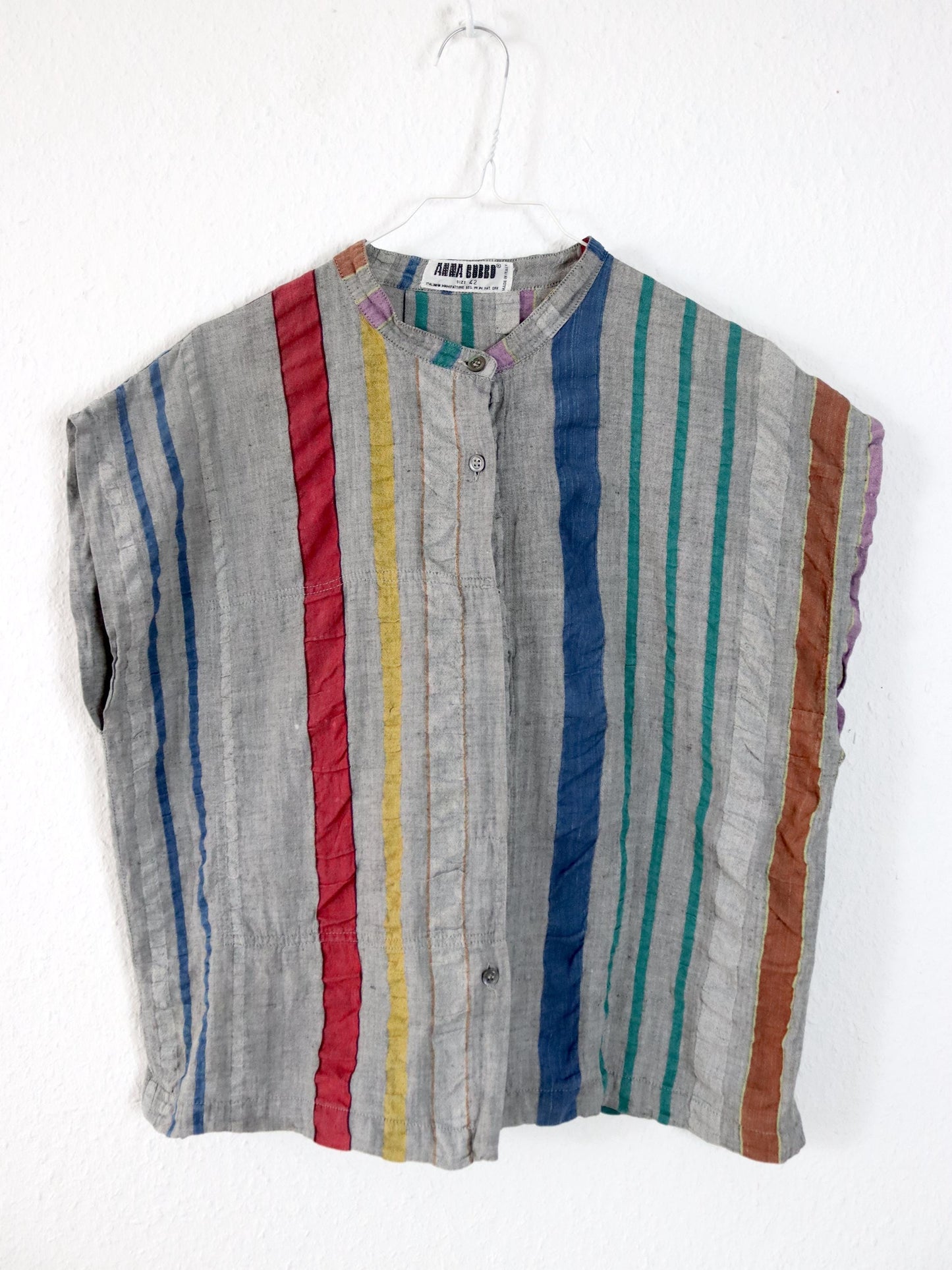 Vintage 80s 90s ANNA GOBBO shirt blouse striped 42