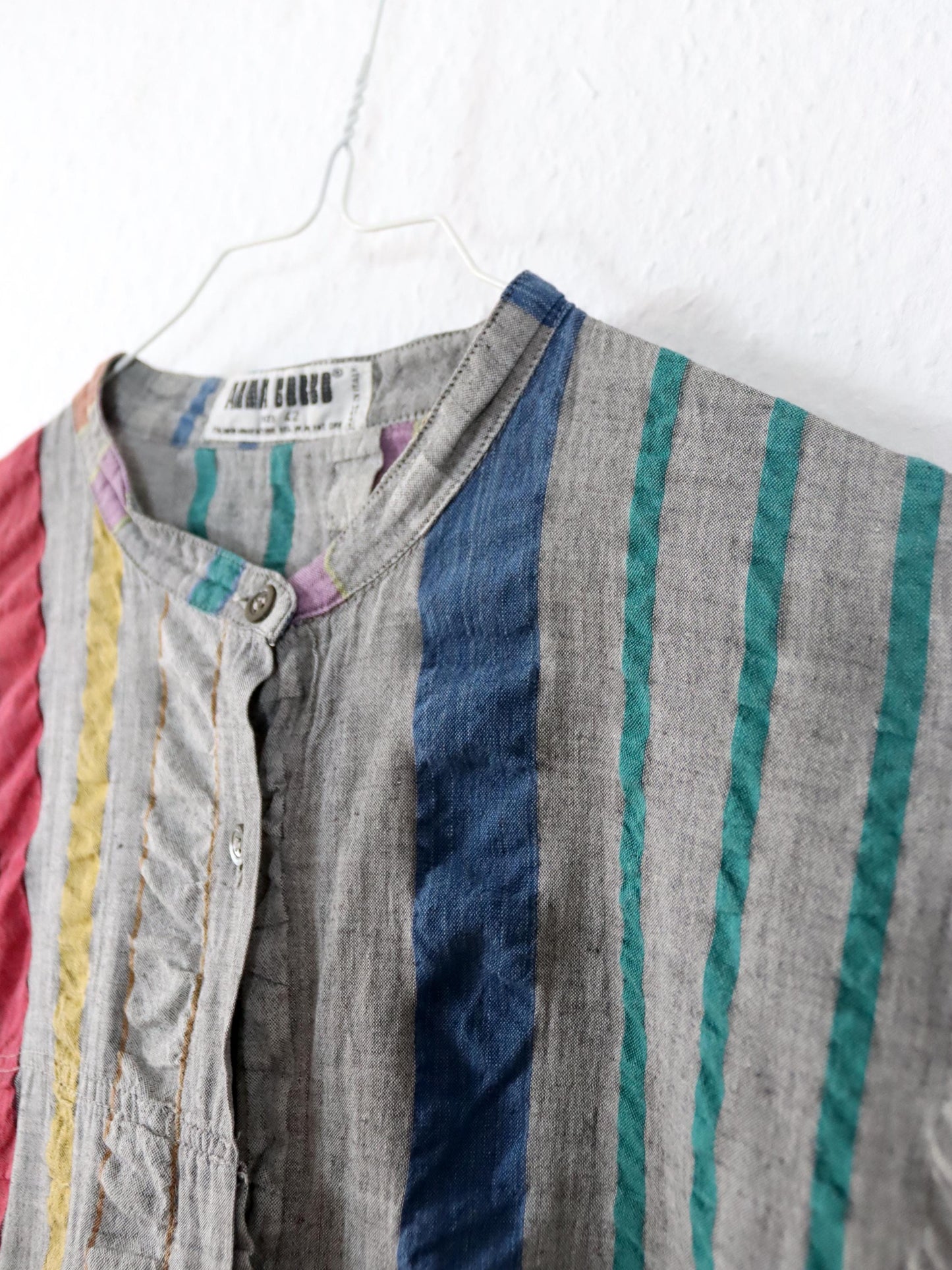 Vintage 80s 90s ANNA GOBBO shirt blouse striped 42