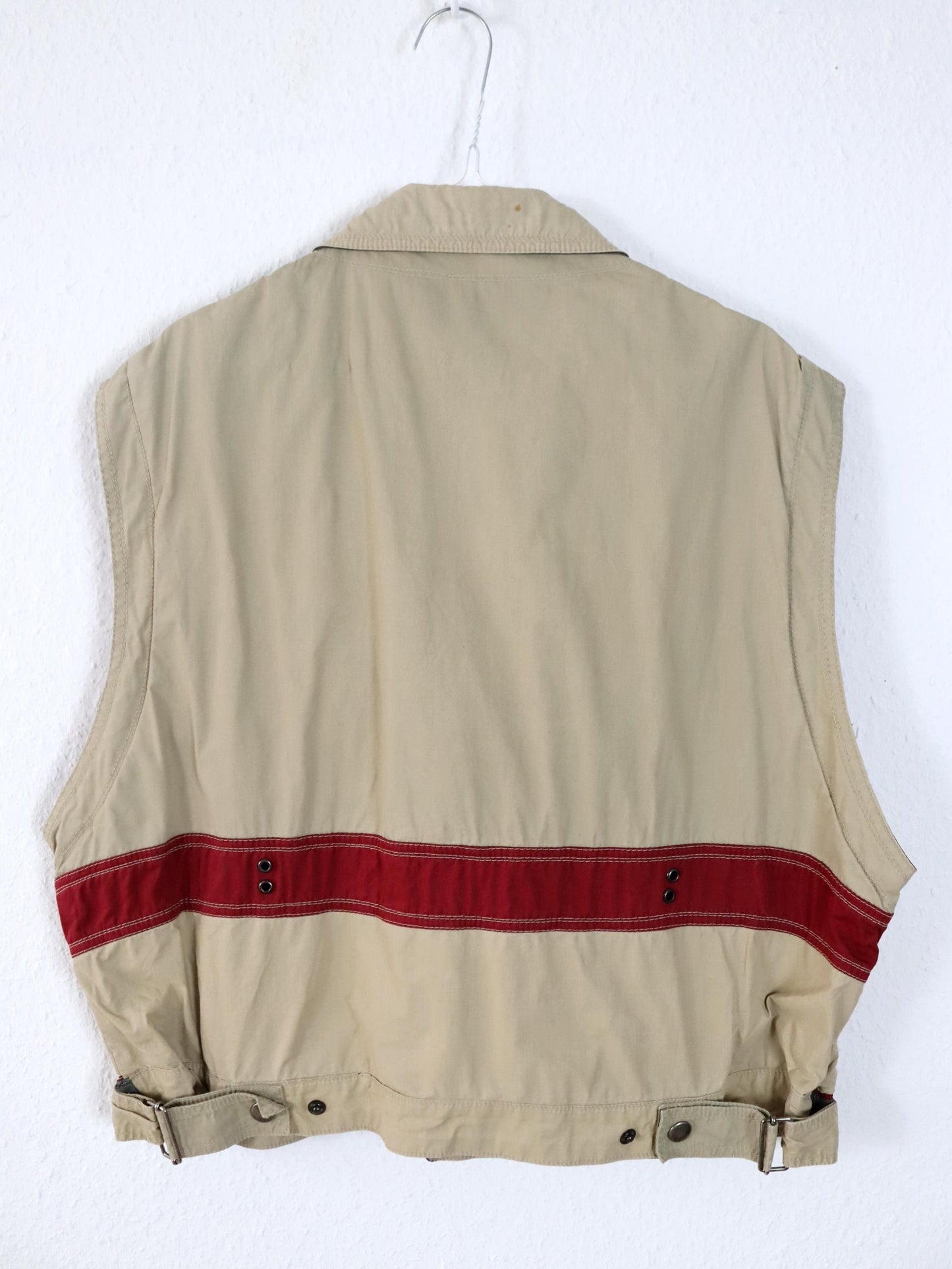 Vintage 80er 90er AIRFIELD Weste Cargoweste beige rot grau M