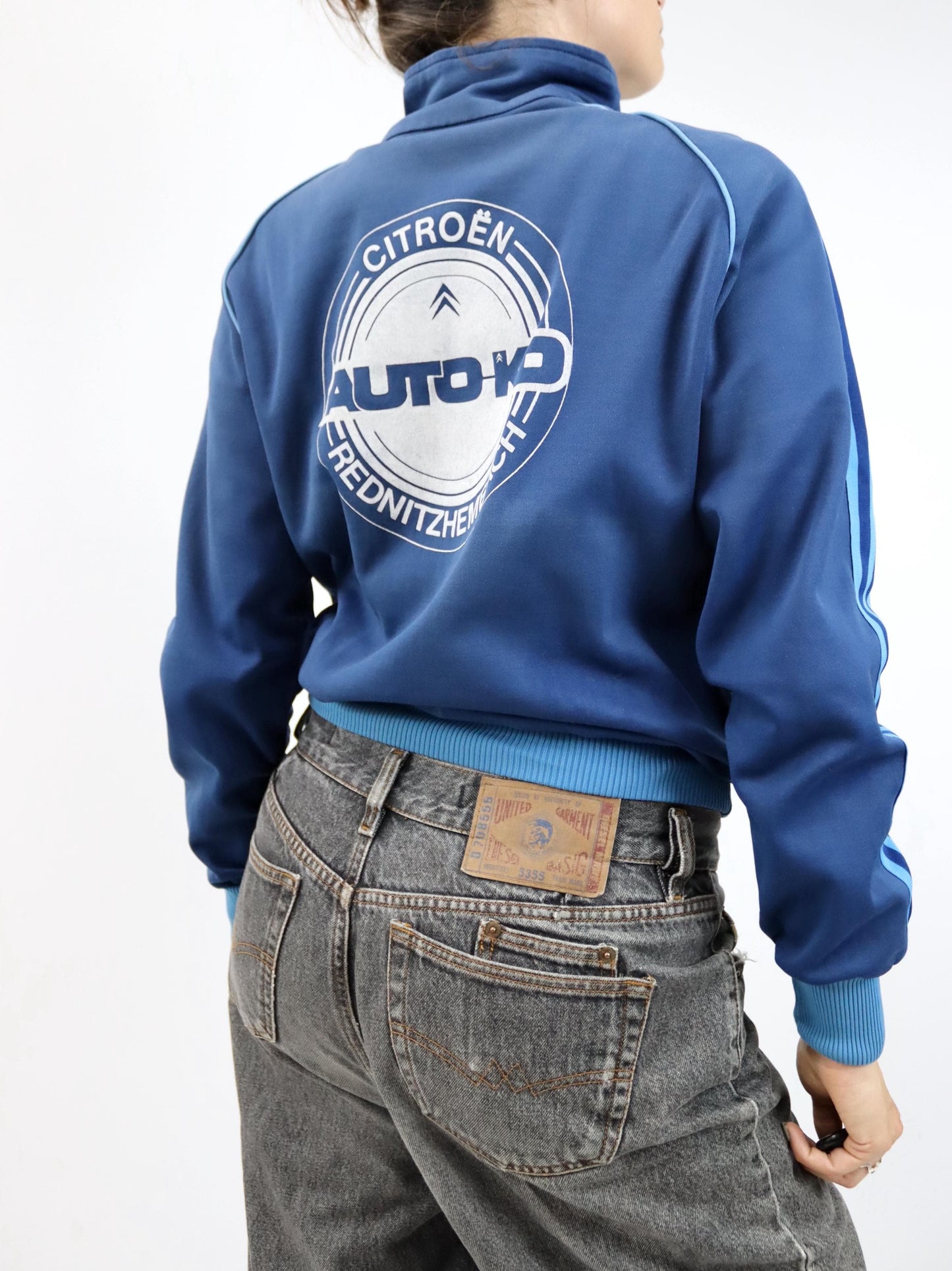 Vintage 80s 90s ADIDAS tracksuit jacket stand-up collar blue Citroen S