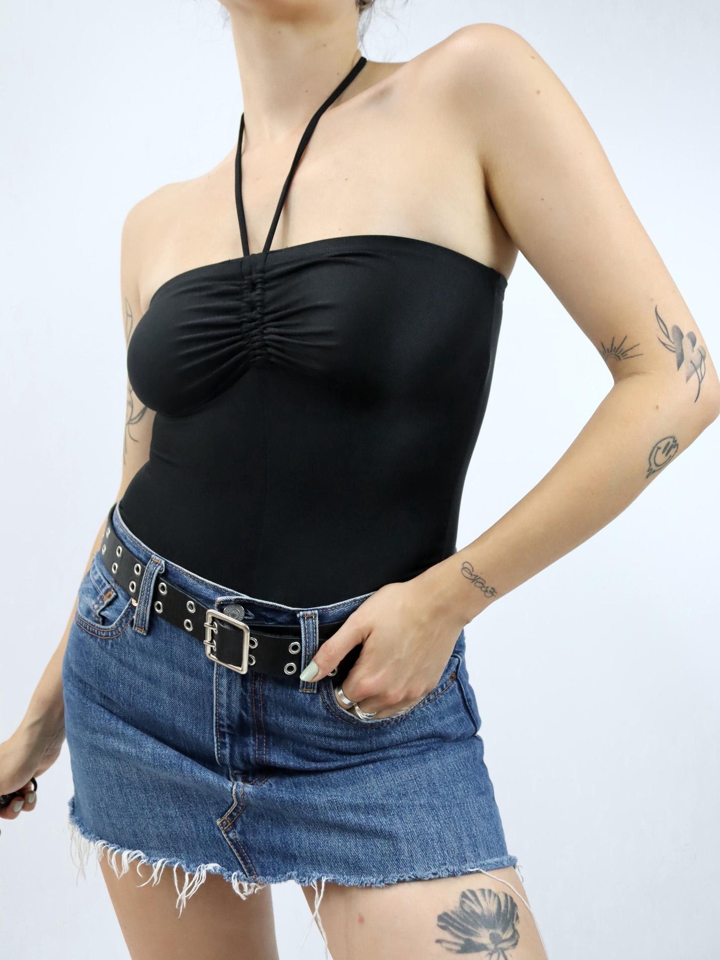 Vintage 80s 90s ROSEMARIE REID bodysuit bandeau black 38
