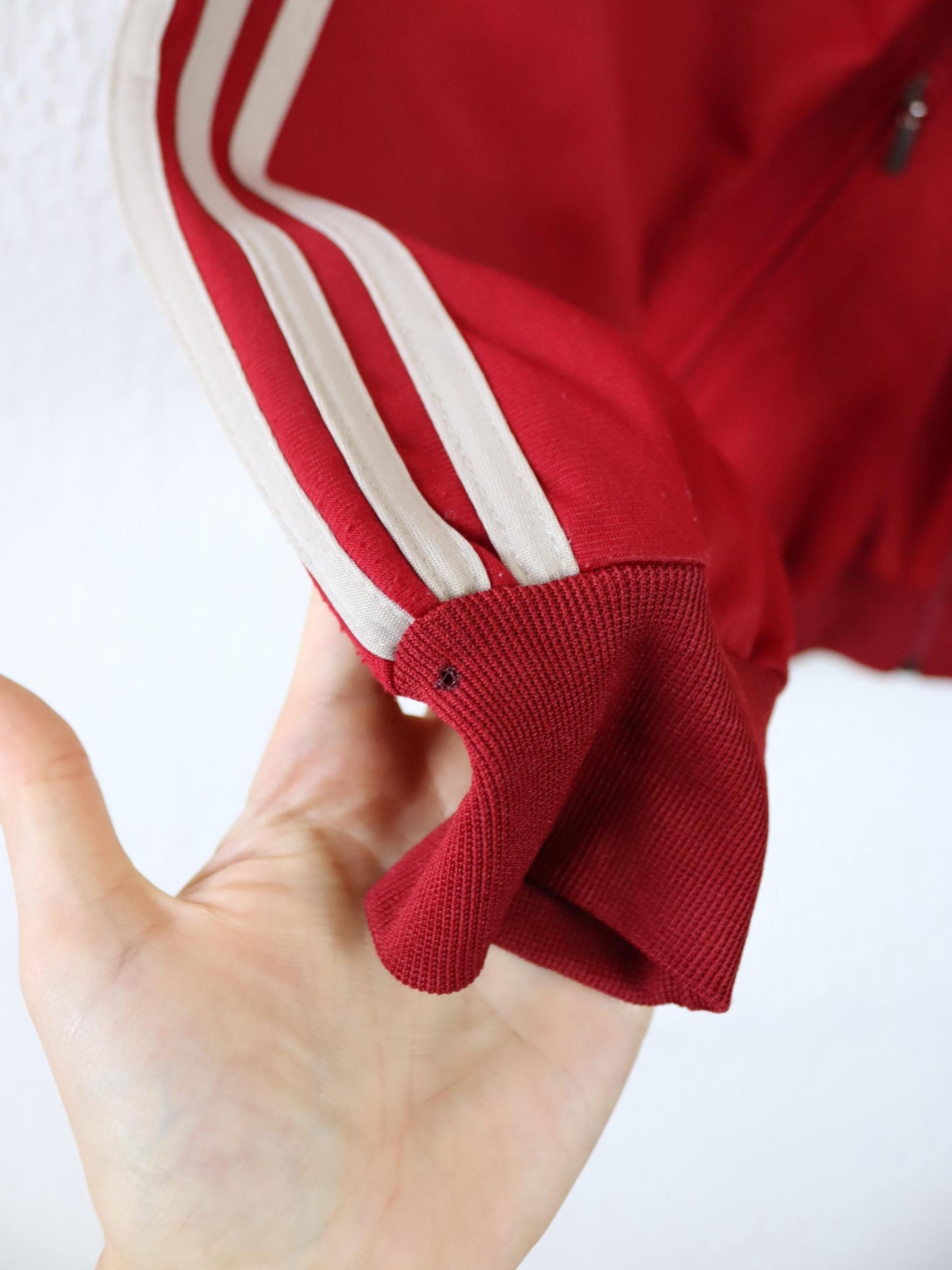 Vintage 80er 90er ADIDAS Trainingsjacke Firebird rot beige Stehkragen D5 38/40