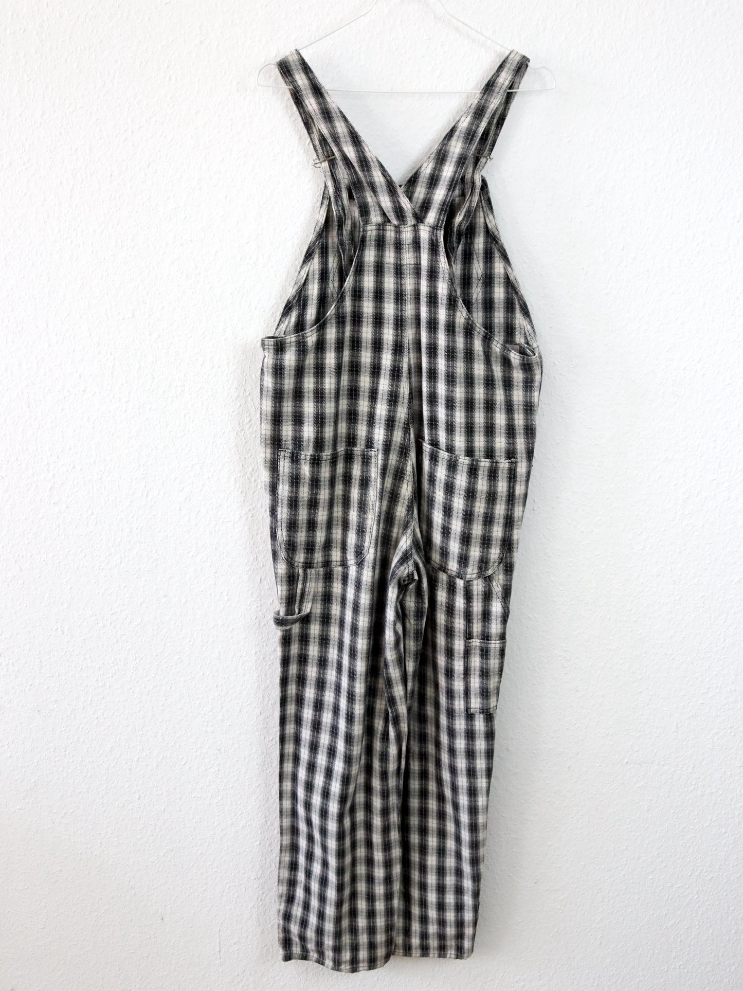 Vintage 80er 90er XCAPE Latzhose Overall kariert schwarz weiß 38