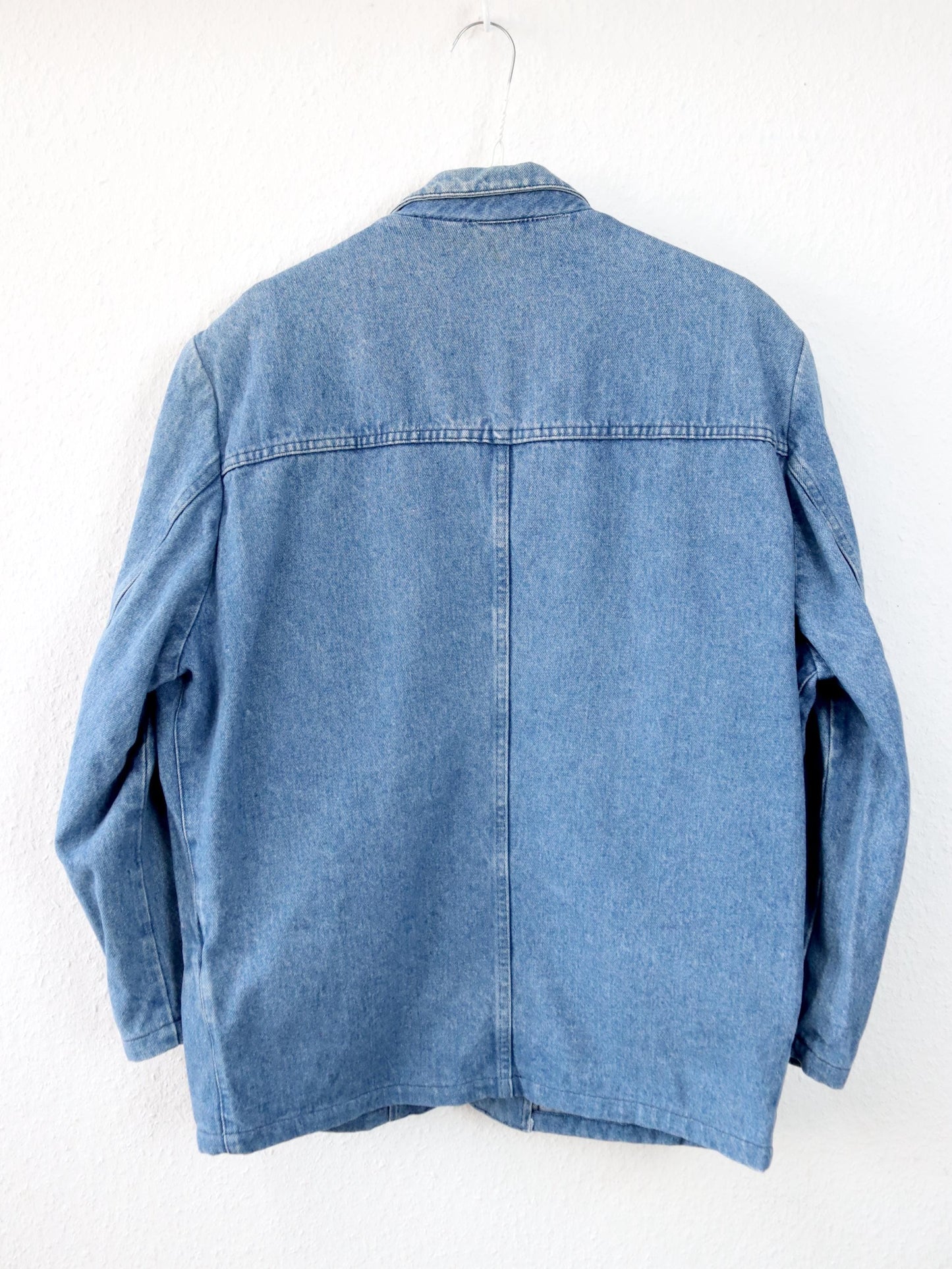 Vintage 80er 90er CARRERA Jeansblazer Blazer Denim Schulterpolster hellblau L