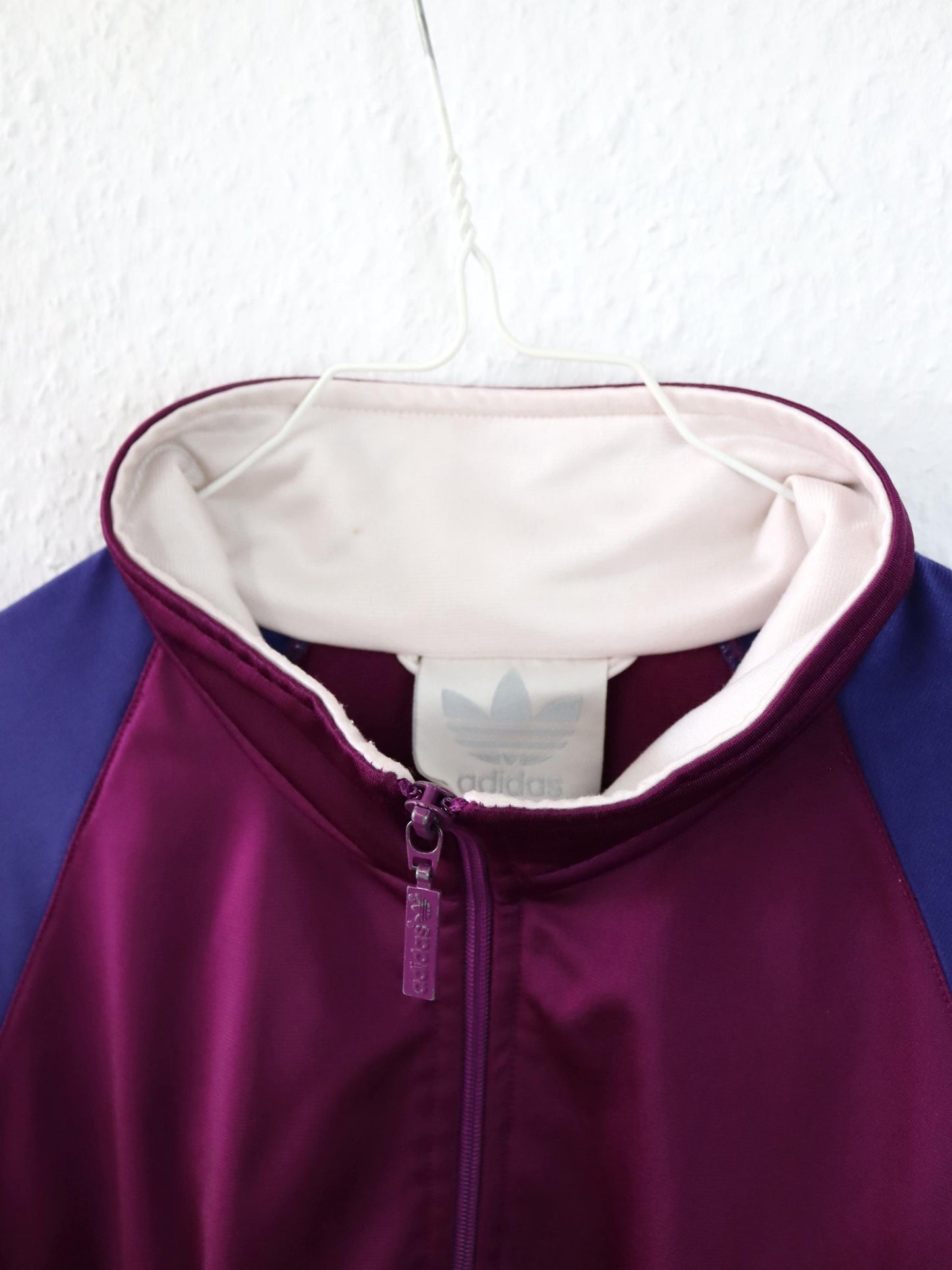 Vintage 80s 90s ADIDAS tracksuit jacket stand-up collar pink purple petrol D7 L