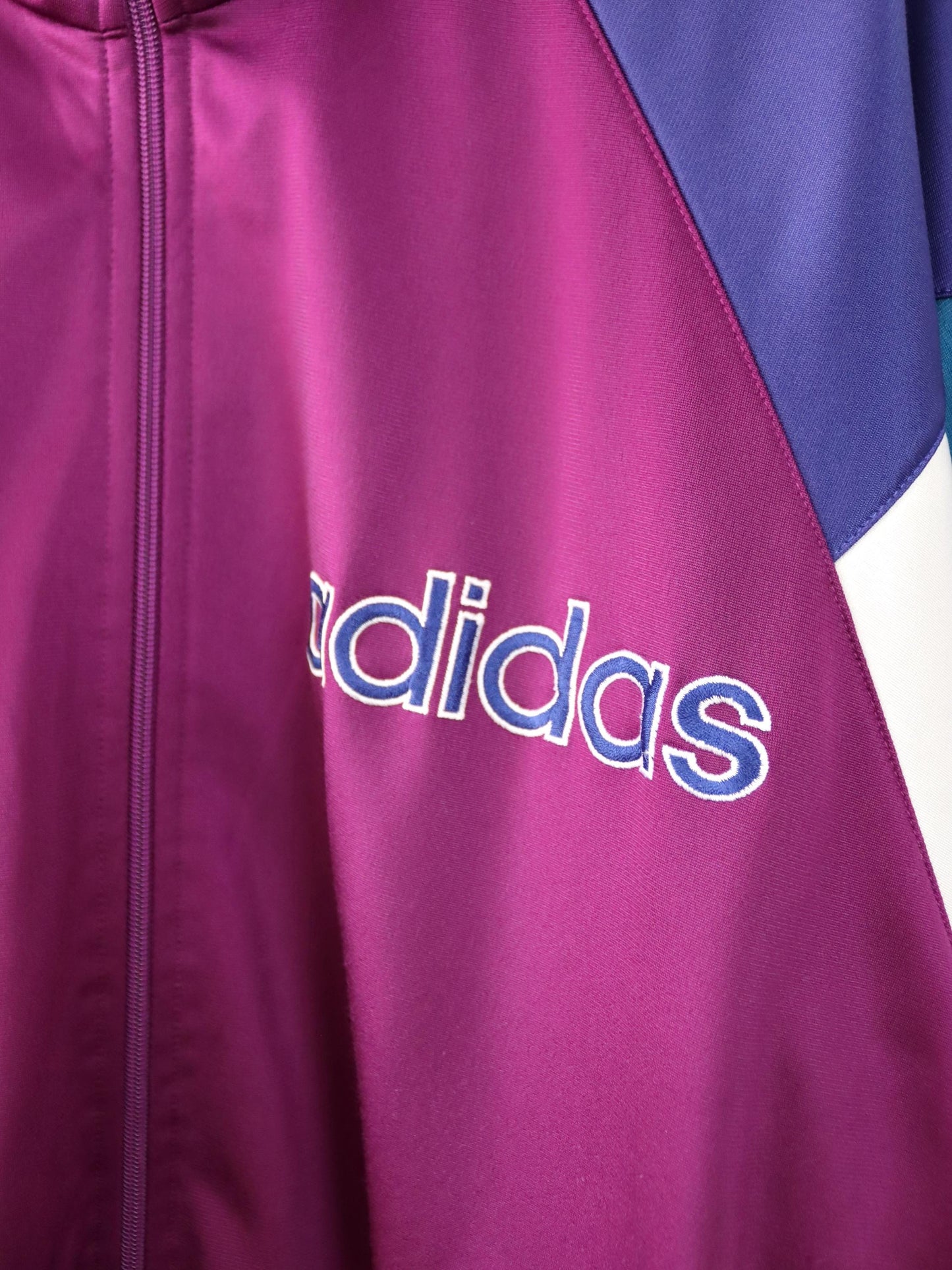 Vintage 80s 90s ADIDAS tracksuit jacket stand-up collar pink purple petrol D7 L