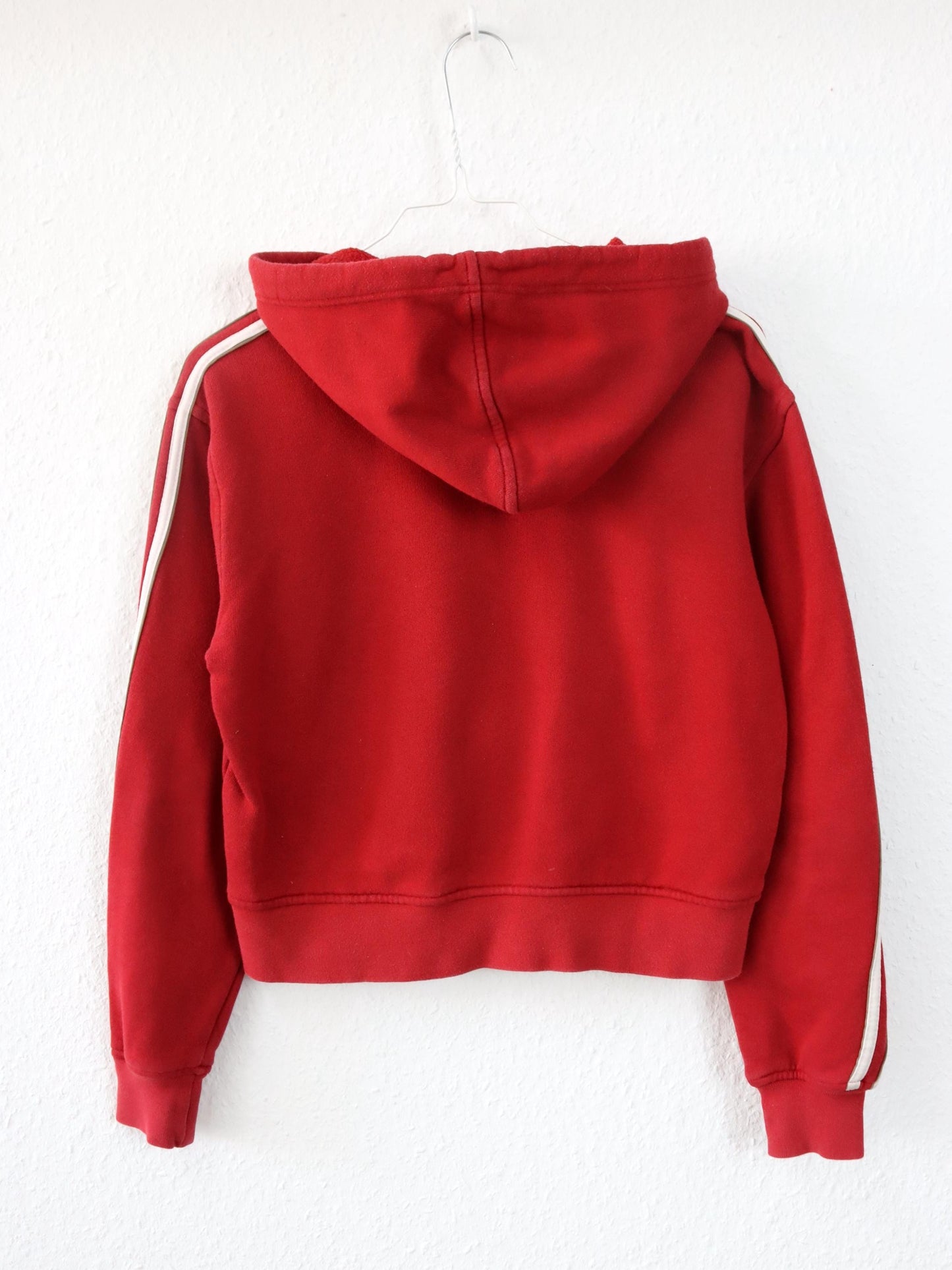 Vintage 90s 00s Y2k ADIDAS sweat jacket hood crop red S