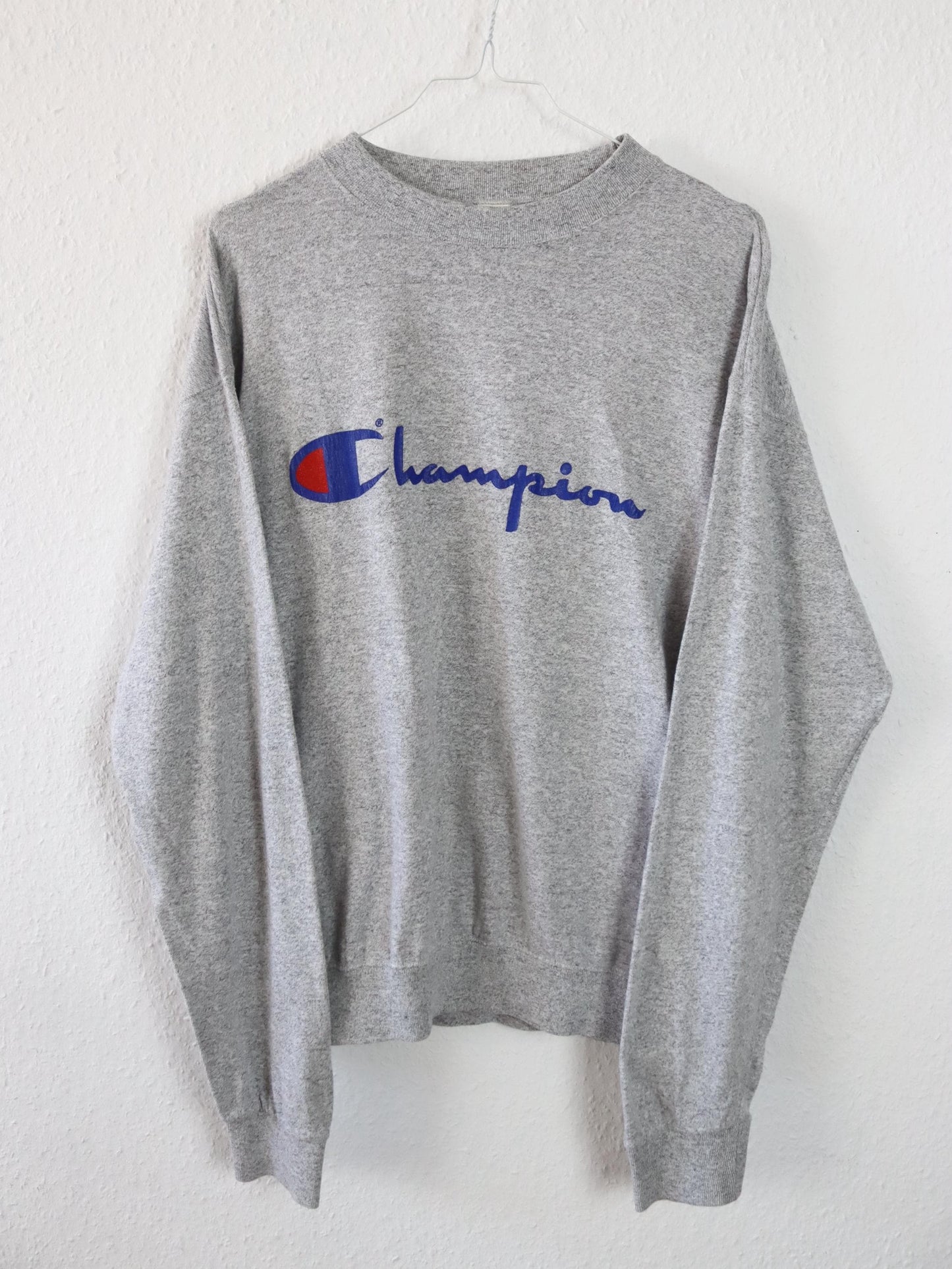 Vintage 80er 90er CHAMPION Longsleeve Shirt graumeliert L