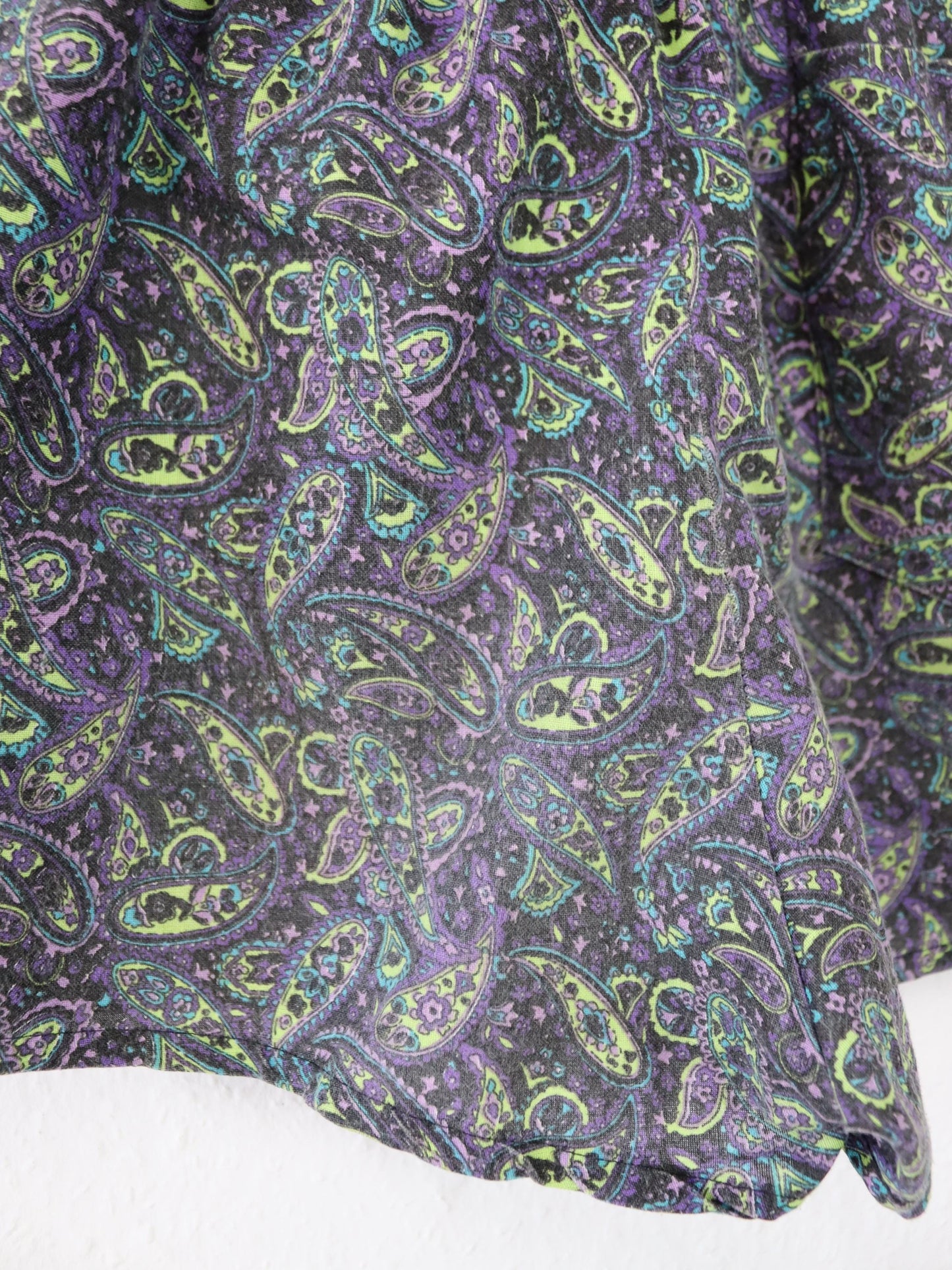 Vintage 80s 90s swim shorts paisley pattern purple shorts SM 48