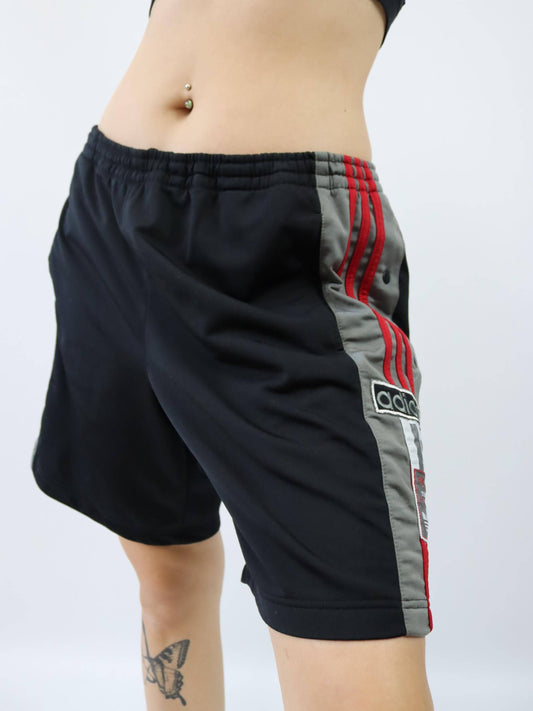 Vintage 70er 80er ADIDAS Adibreak kurze Hose Shorts schwarz rot grau D6 M