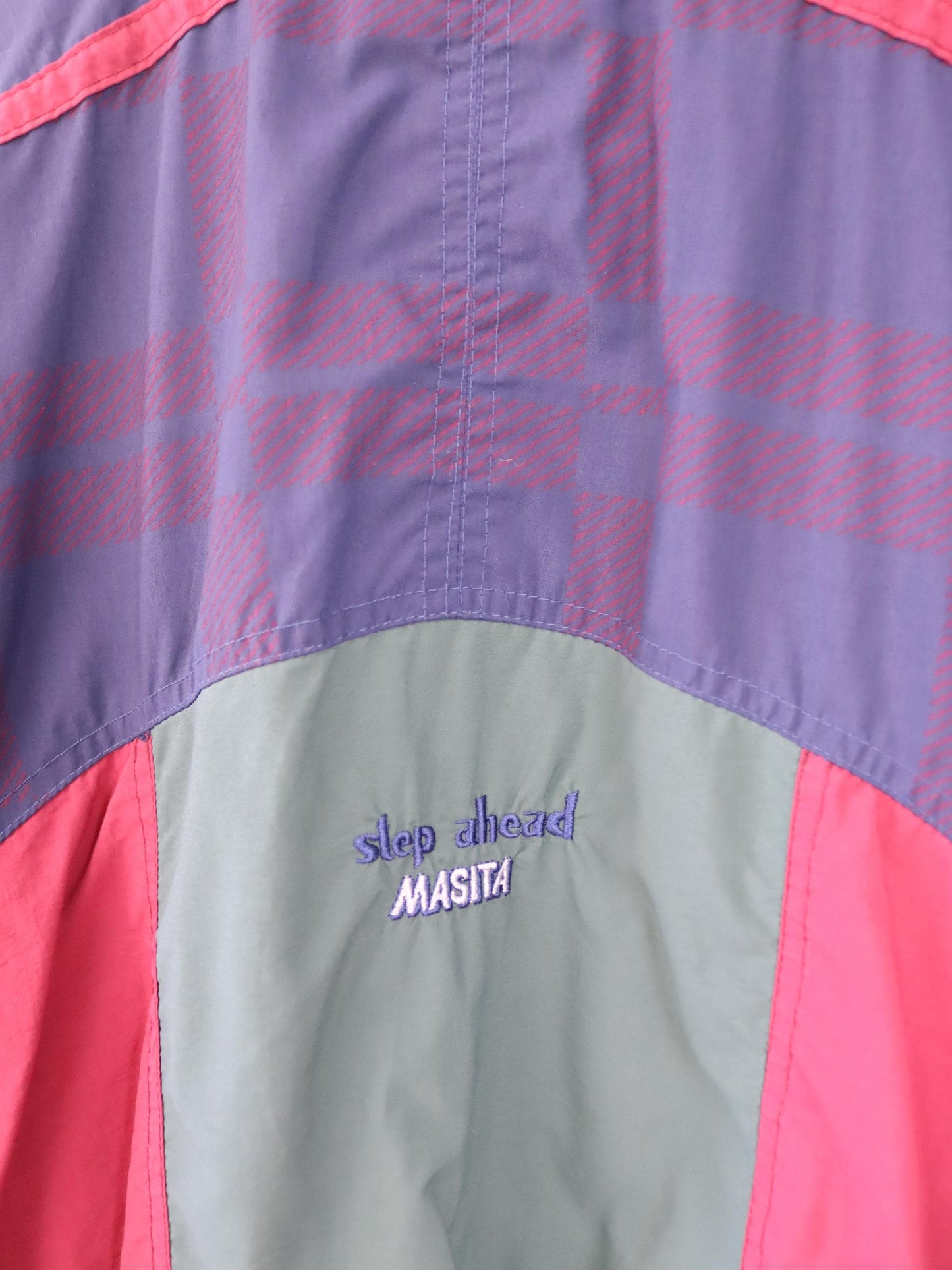 Vintage 80s 90s MASITA tracksuit jacket stand-up collar red dark blue green XL