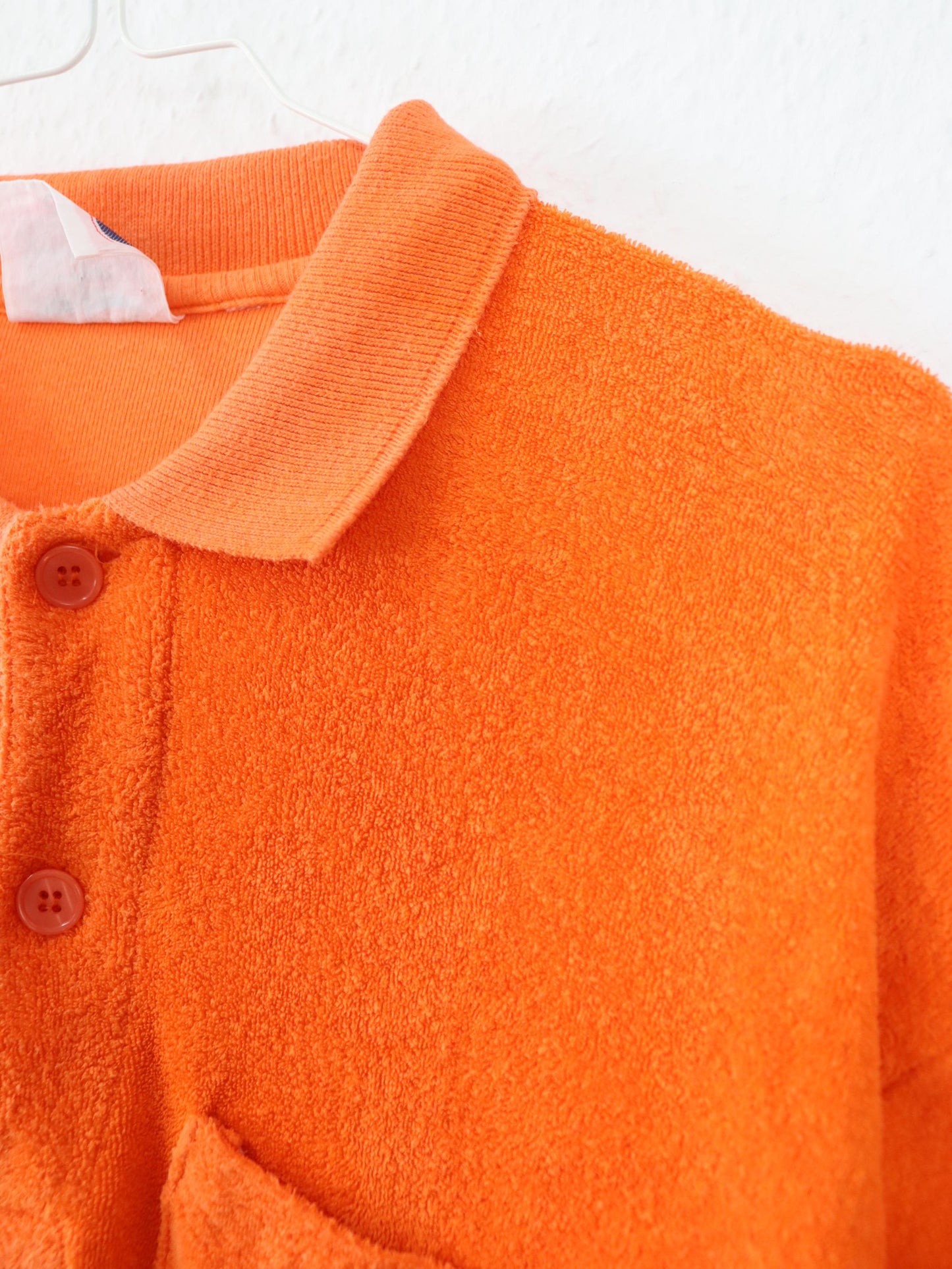 Vintage 80s 90s BIG SMITH polo shirt T-shirt terry cloth orange embroidery L