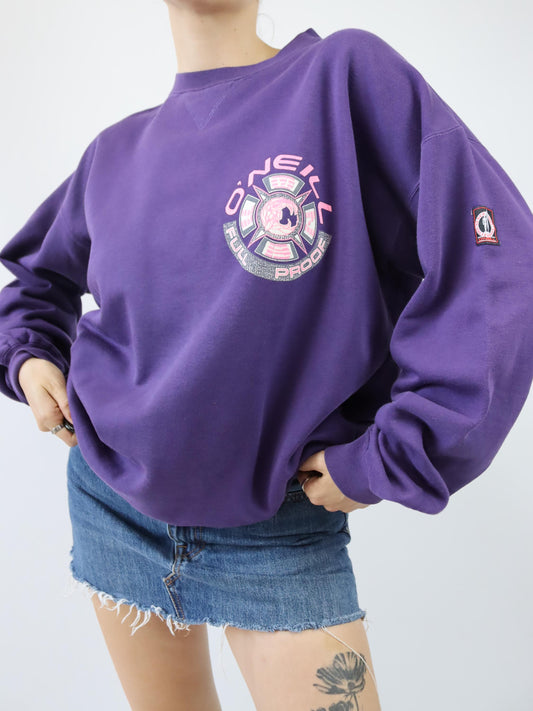 Vintage 80er 90er ONEILL Sweatshirt Pullover Lila pink L