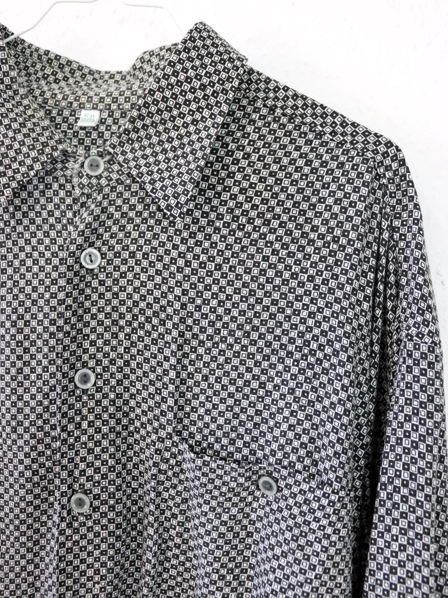 Vintage 80er 90er CANDA Hemd langarm schwarz weiß crazy pattern XL