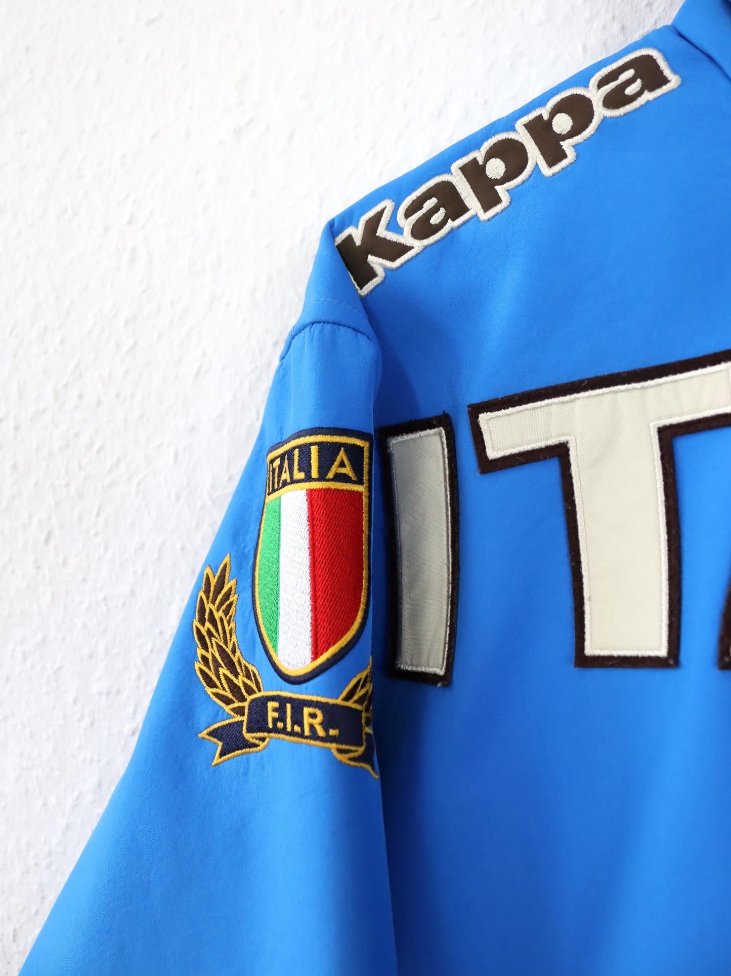 Vintage 90s 00s Y2k KAPPA softshell jacket stand-up collar patches Italy blue M