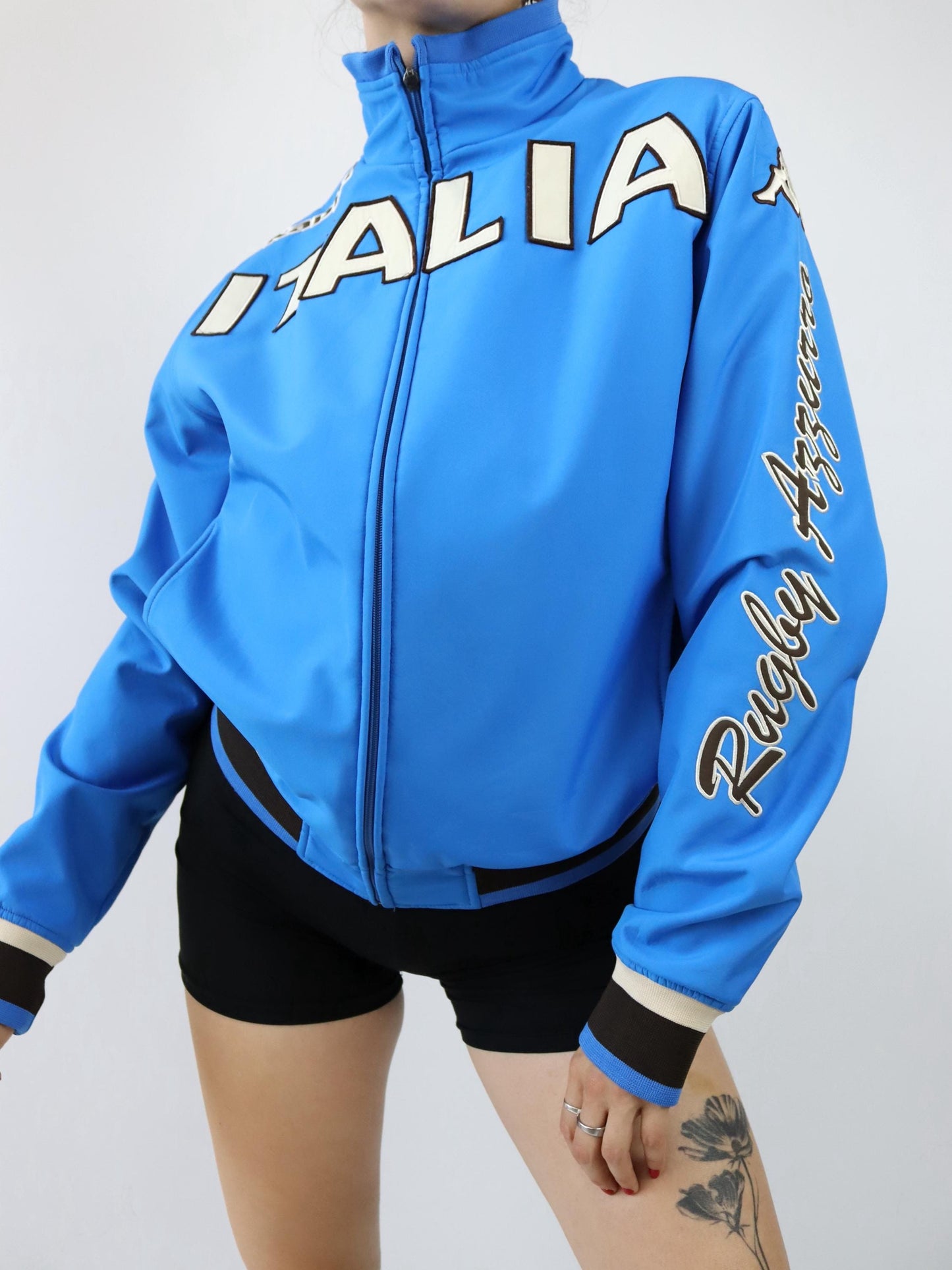 Vintage 90s 00s Y2k KAPPA softshell jacket stand-up collar patches Italy blue M