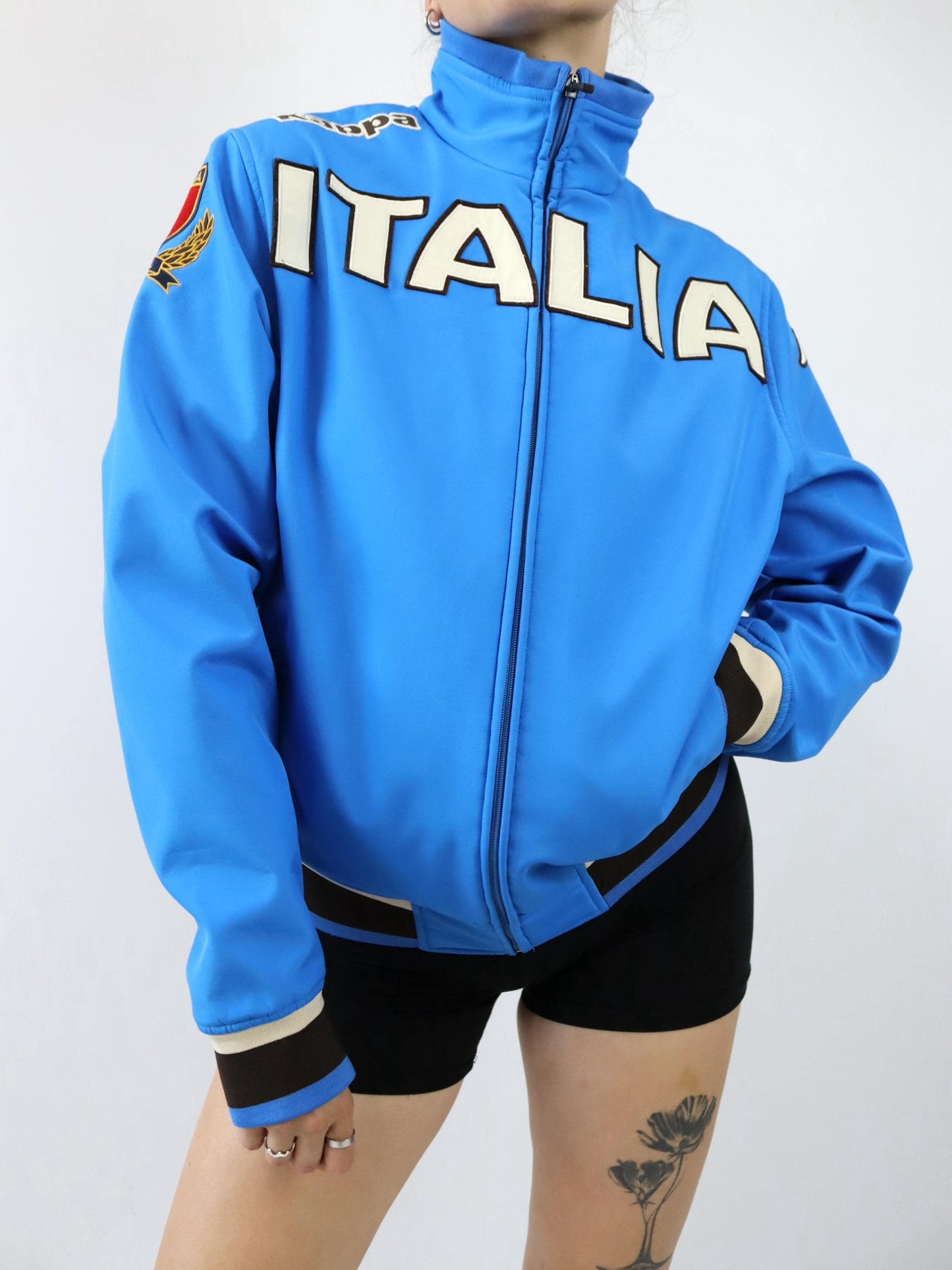 Vintage 90s 00s Y2k KAPPA softshell jacket stand-up collar patches Italy blue M