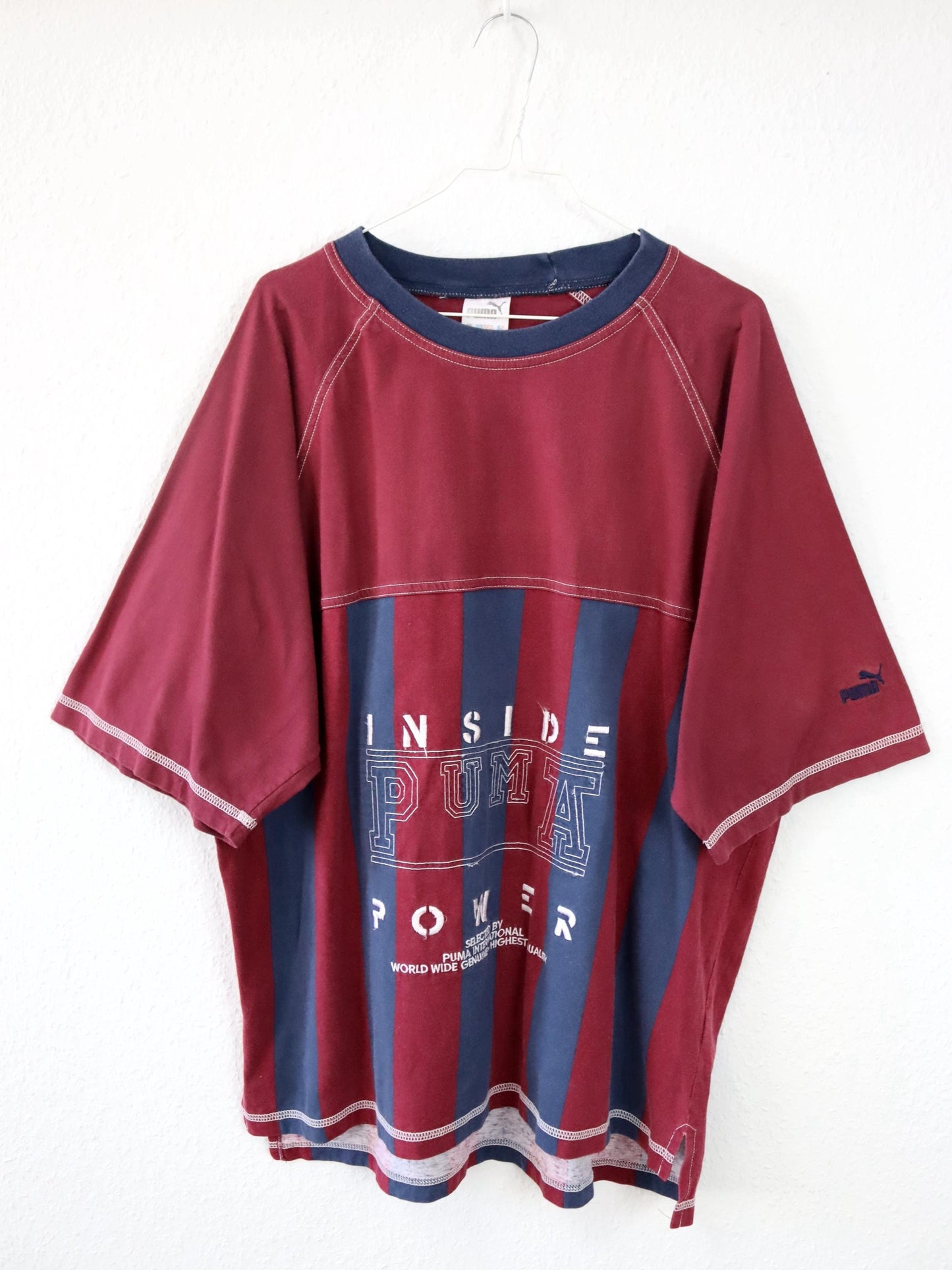 Vintage 80s 90s PUMA T-Shirt short sleeve embroidery red blue white XL