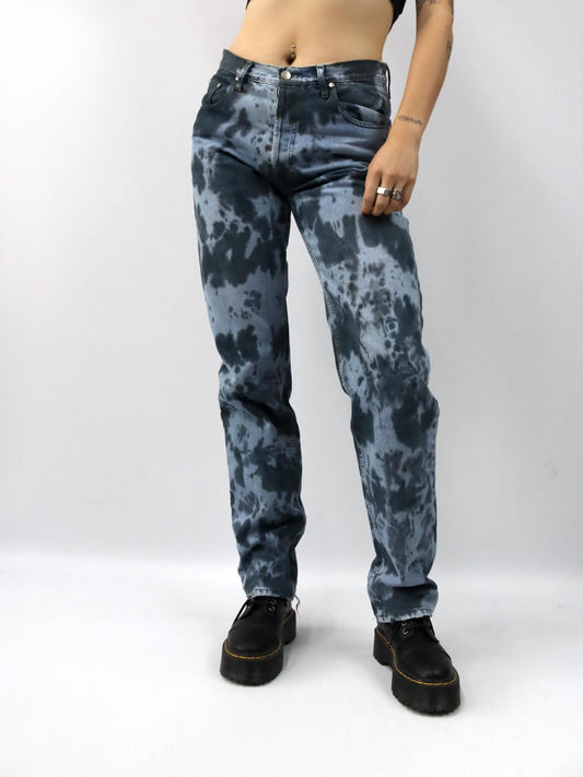 Vintage 80er 90er WEECK 510 BLUE JEANS blaue acid wash Jeans mit hoher Knopfreihe 40