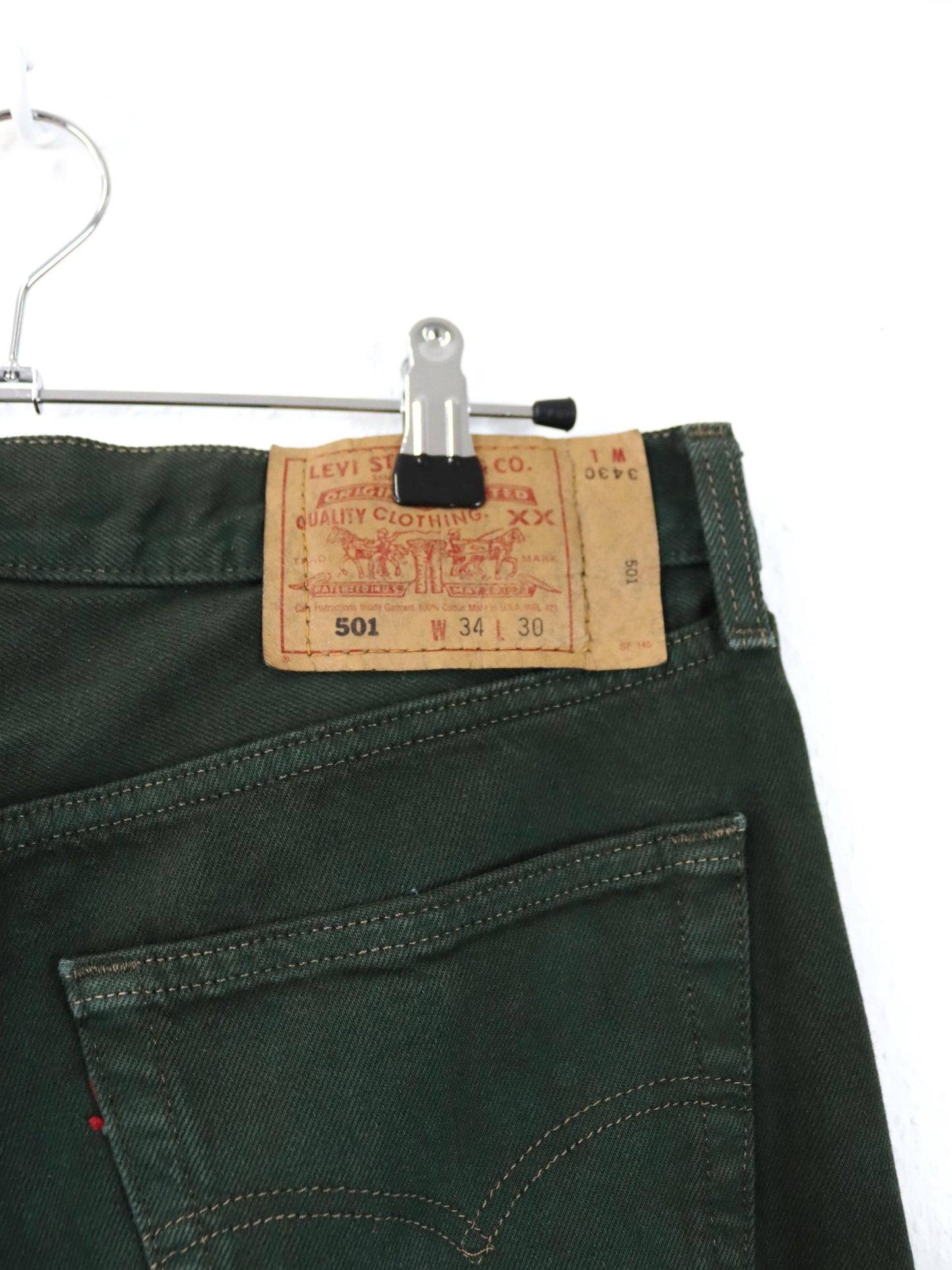 Vintage 80er 90er LEVIS 501 Jeans Hose dunkelgrün gerades Bein W34 L30