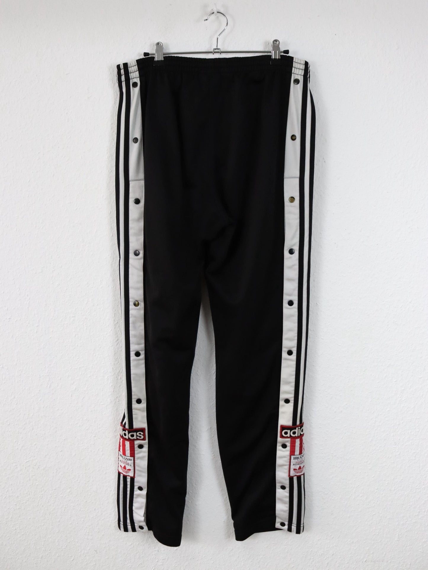 Vintage 80er 90er ADIDAS Jogginghose Trainingshose Adibreak schwarz weiß Knopfleiste D6 M