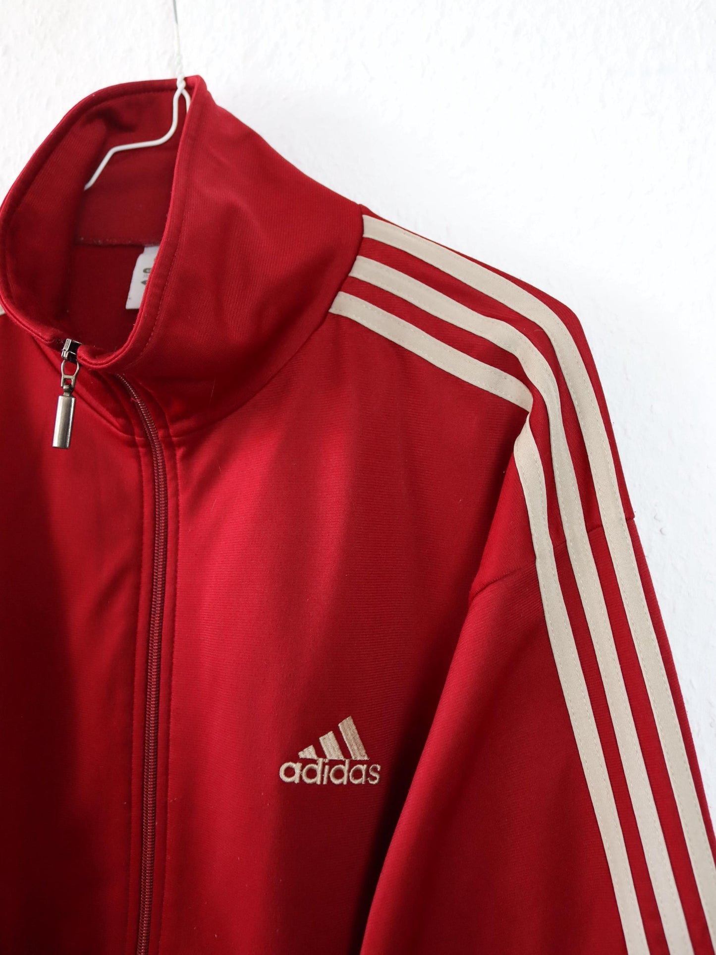 Vintage 80er 90er ADIDAS Trainingsjacke Firebird rot beige Stehkragen D5 38/40