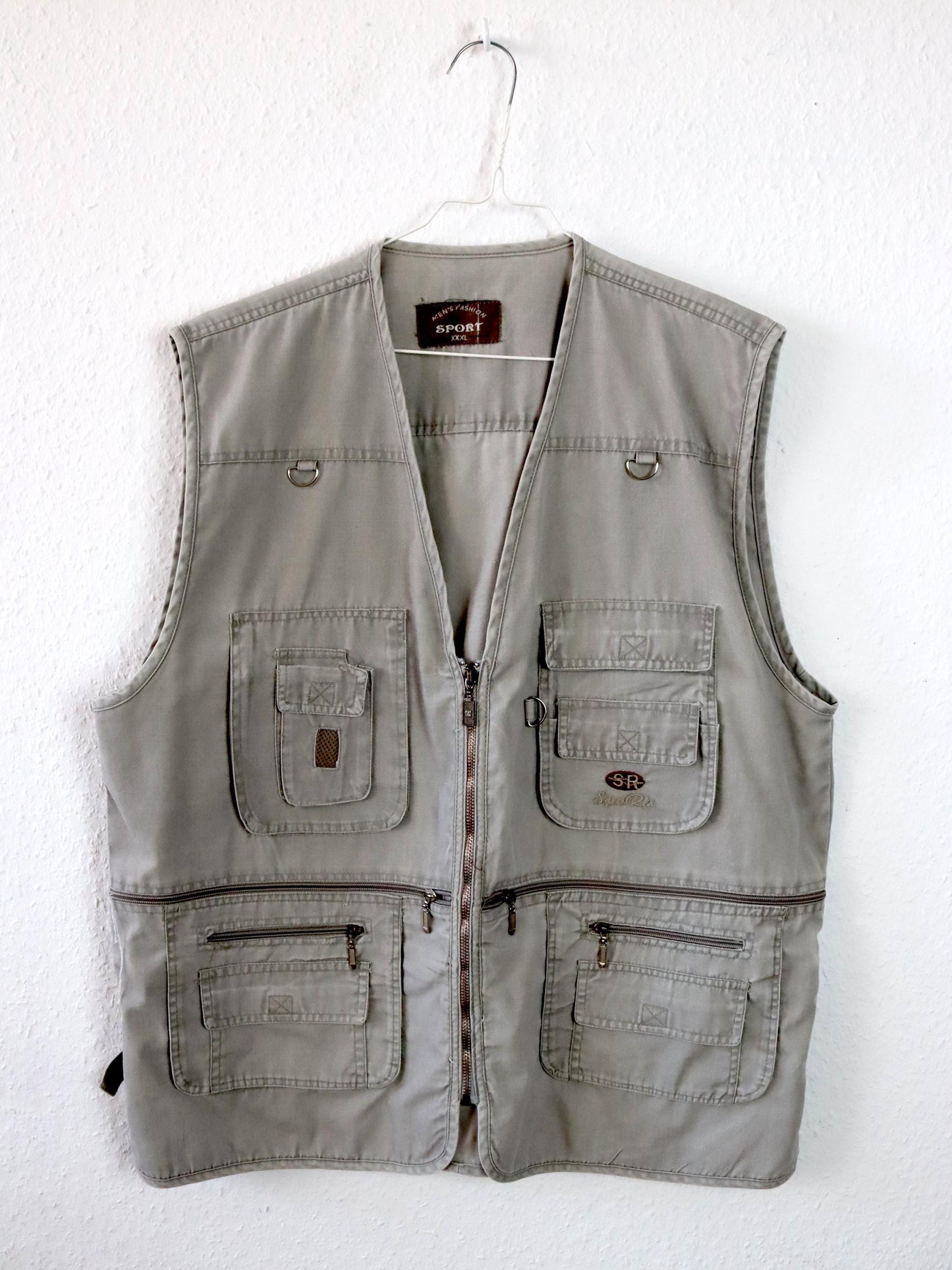 Vintage 80er 90er MENS FASHION Cargoweste Weste grau XXXL